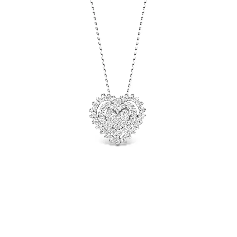 Pingente Clássico Especial Coração em Ouro Branco 18k com Diamantes 0,34ct — imagem 1