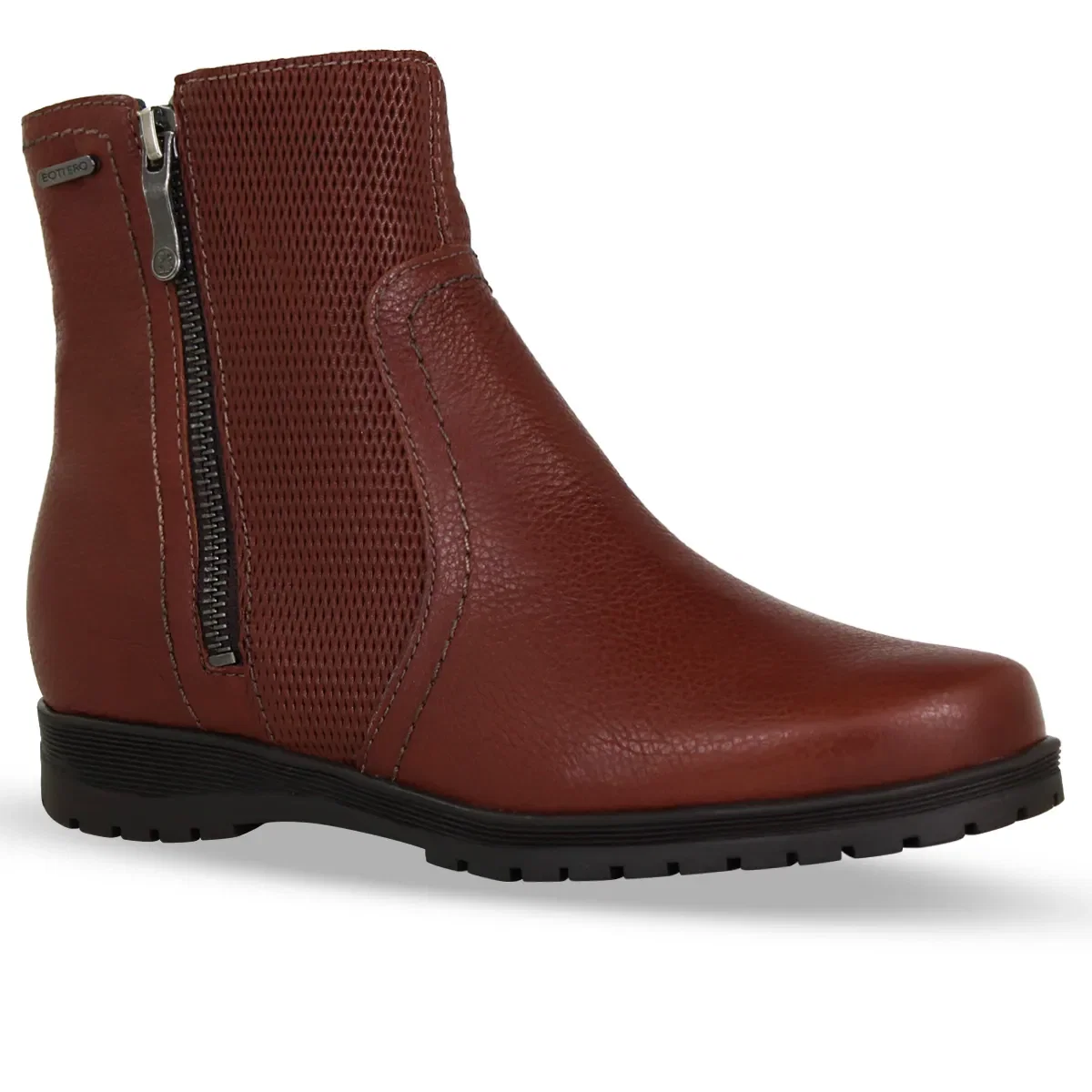 Bota Cano Baixo Couro Burnish Conhaque