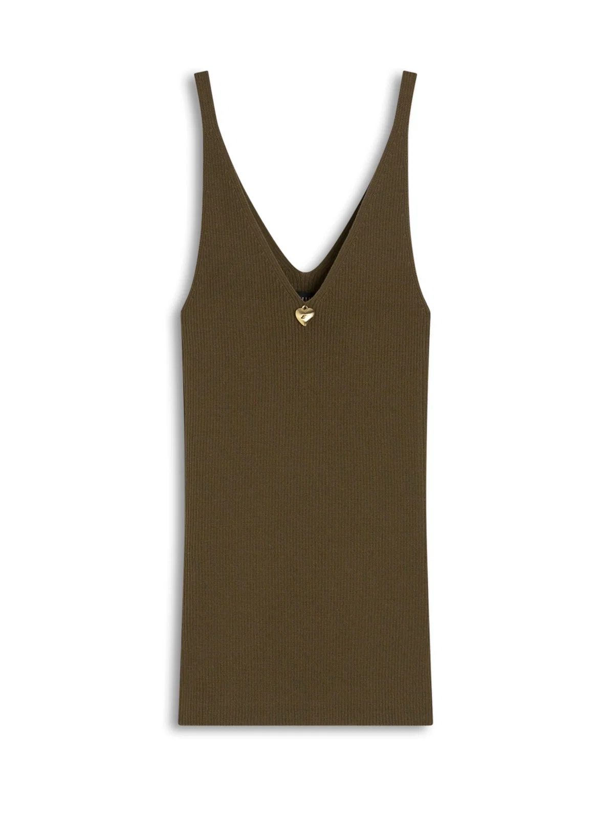 Visco Ribbed Metal Heart Knit Musgo — imagem 1
