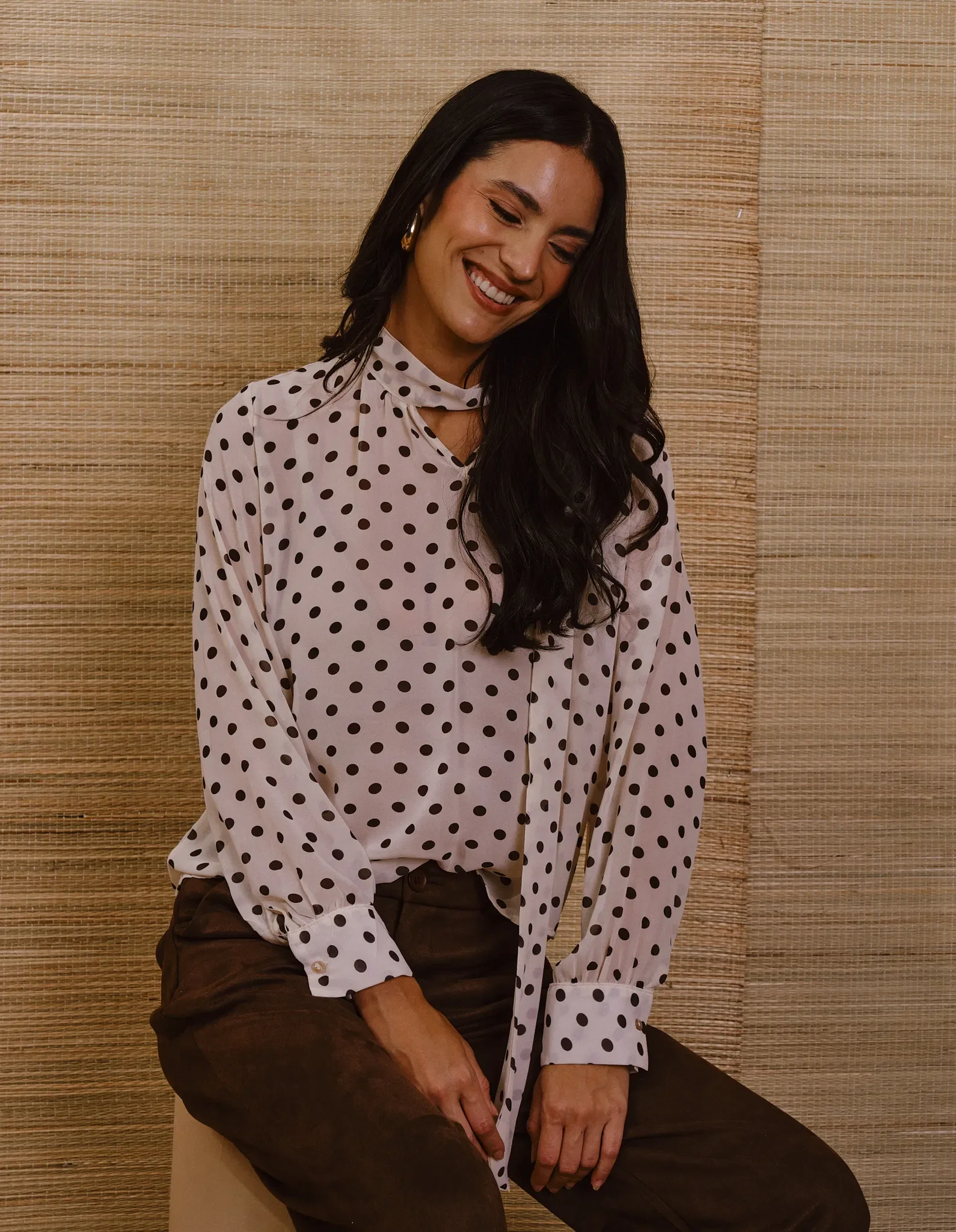 Blusa Manga Longa Poá - Branco — imagem 1