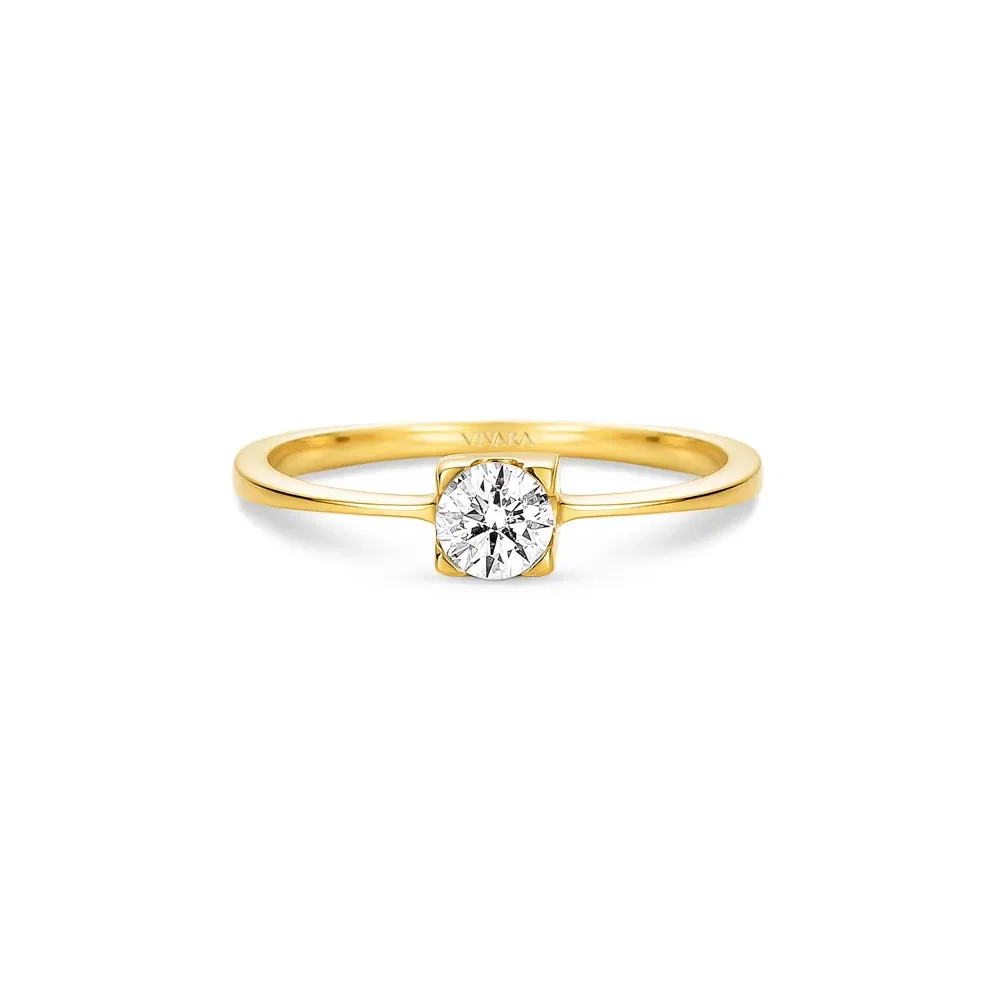 Anel Solitário Forever em Ouro Amarelo 18k com 0,30ct de Diamante