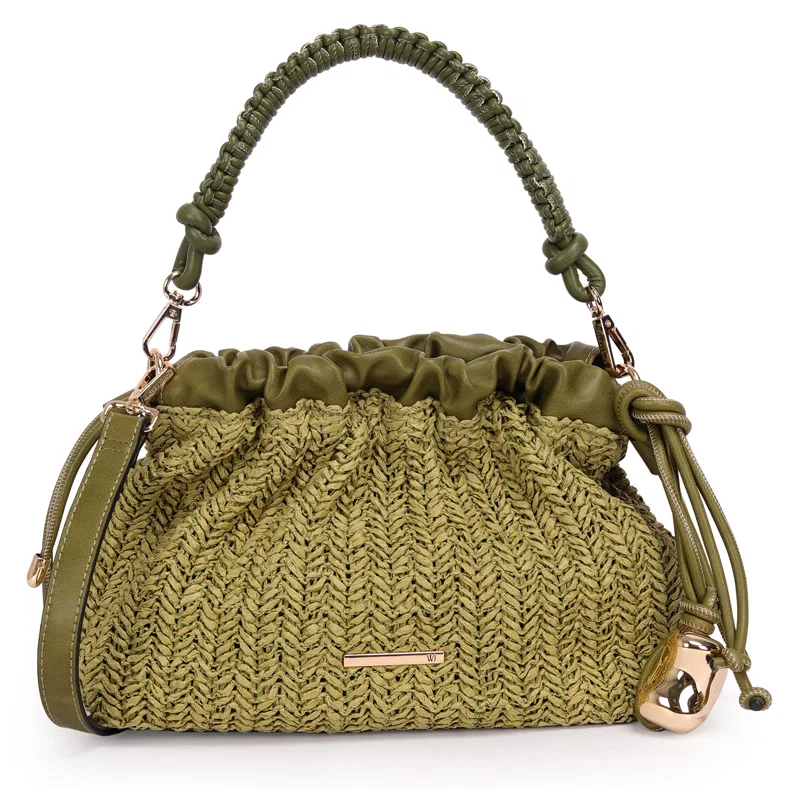 Bolsa Saco Media Palha Com Chaveiro Enfeite Organico