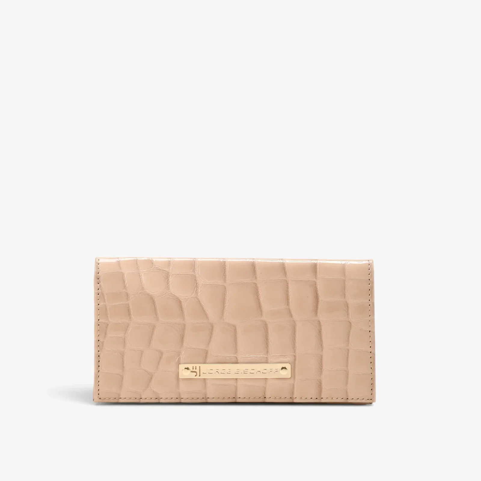 Carteira Envelope Nude Areia Couro Croco — imagem 1
