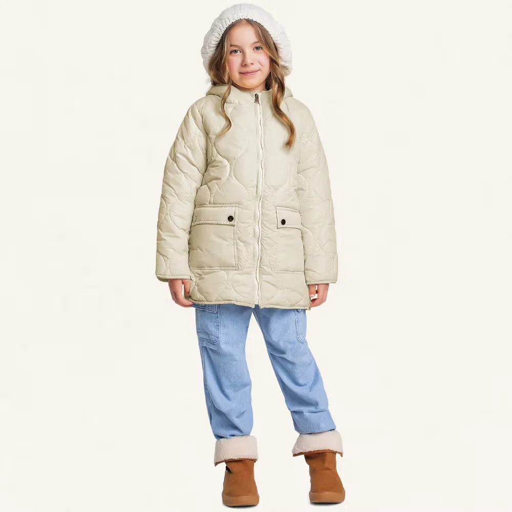 Jaqueta puffer com capuz forrada com pelo