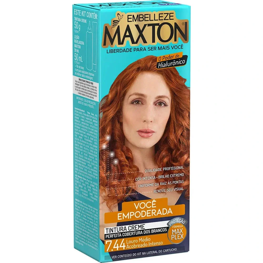 Tintura Maxton 7.44 Louro Médio Acobreado Intenso