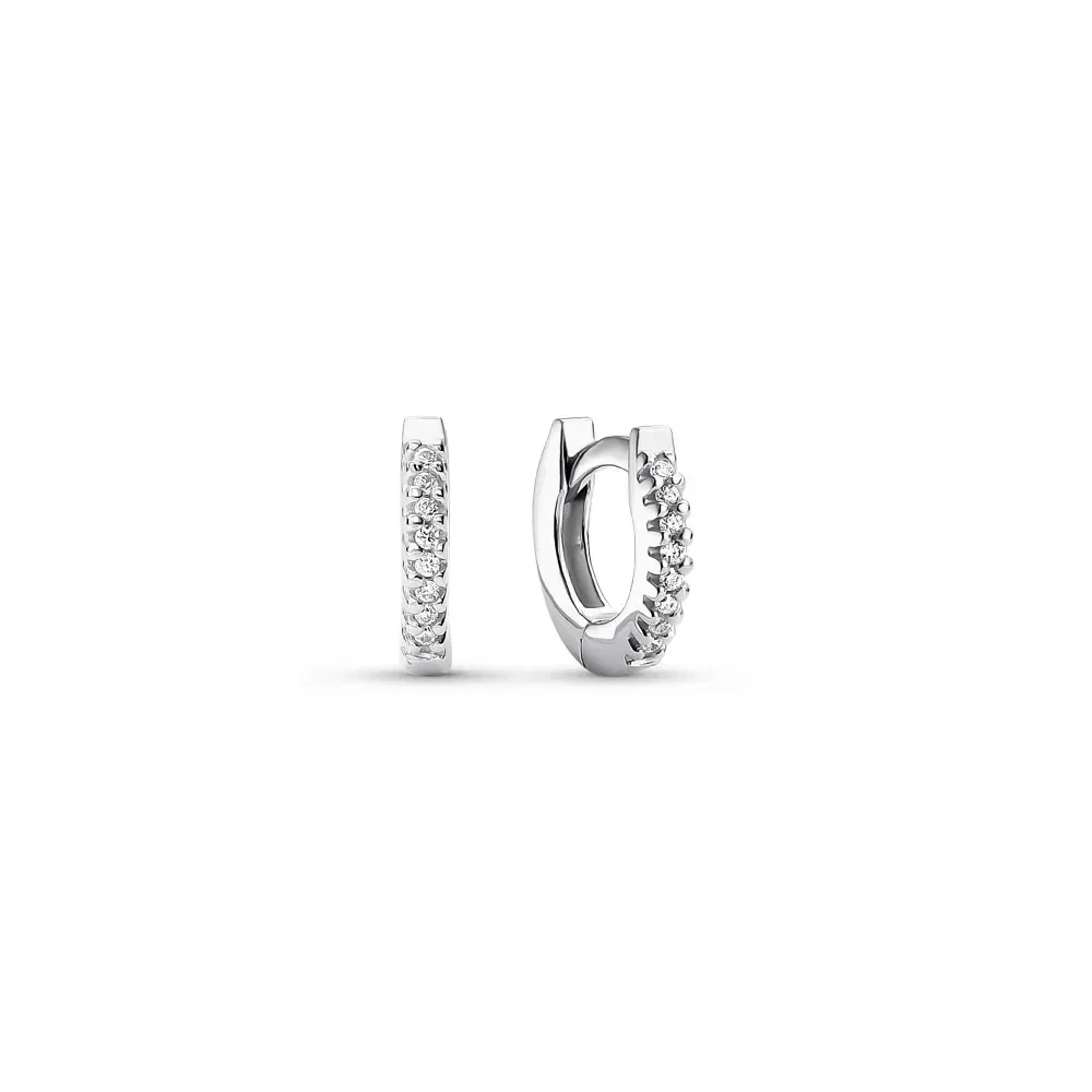 Argola Life Pavê em Prata 925 com Pedras Incolores, 7mm — imagem 1