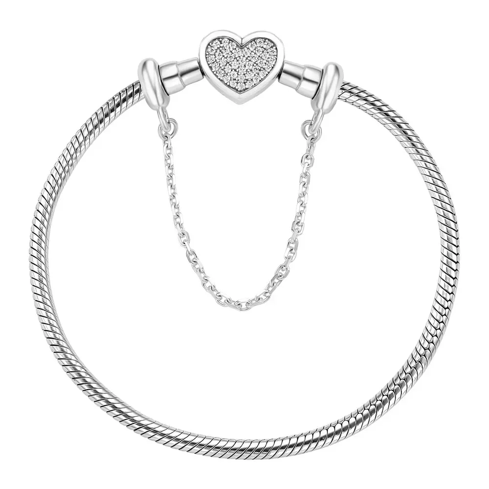 Pulseira Life Coração em Prata 925 com Pedras Incolores — imagem 1