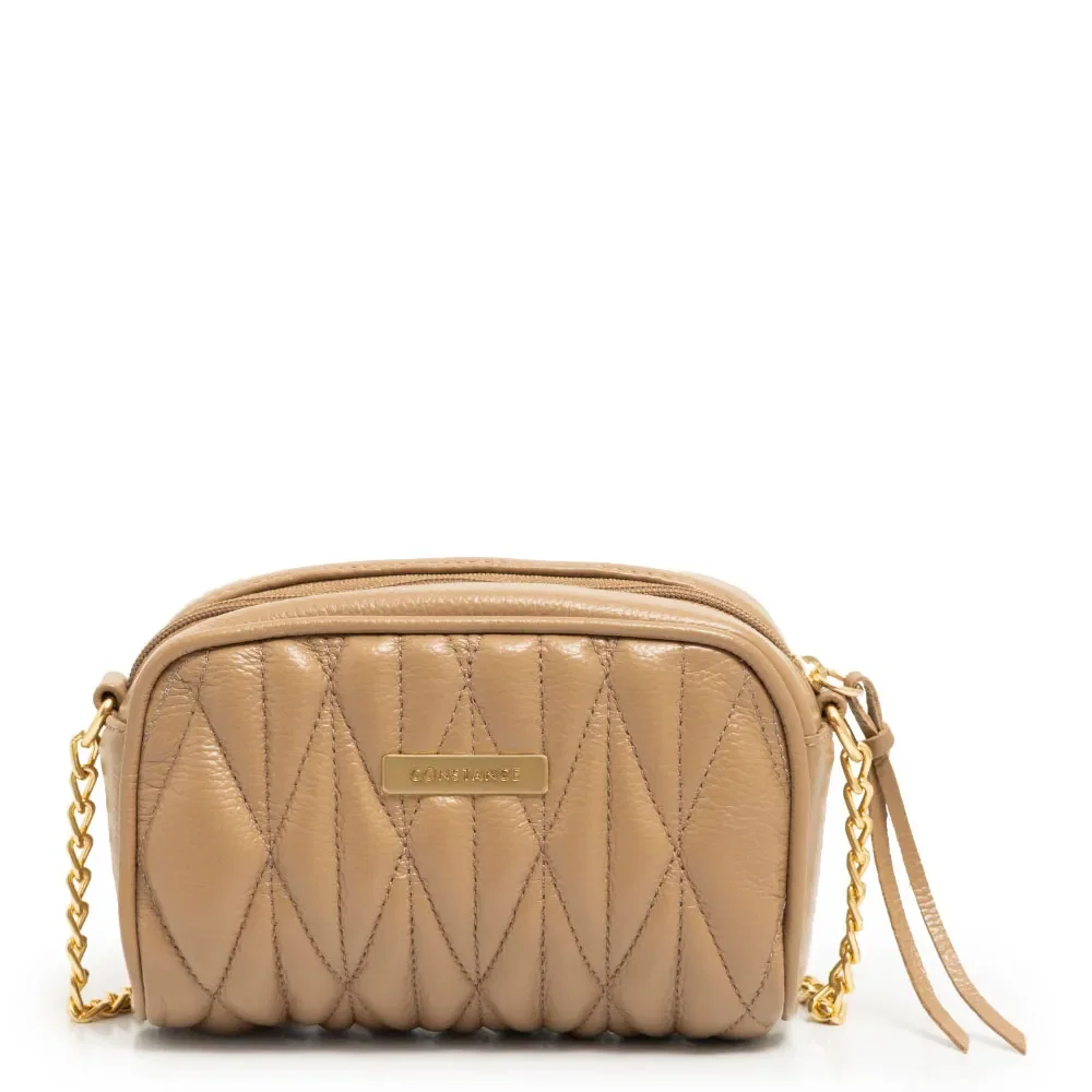 Bolsa Bege Tiracolo Pequena Couro