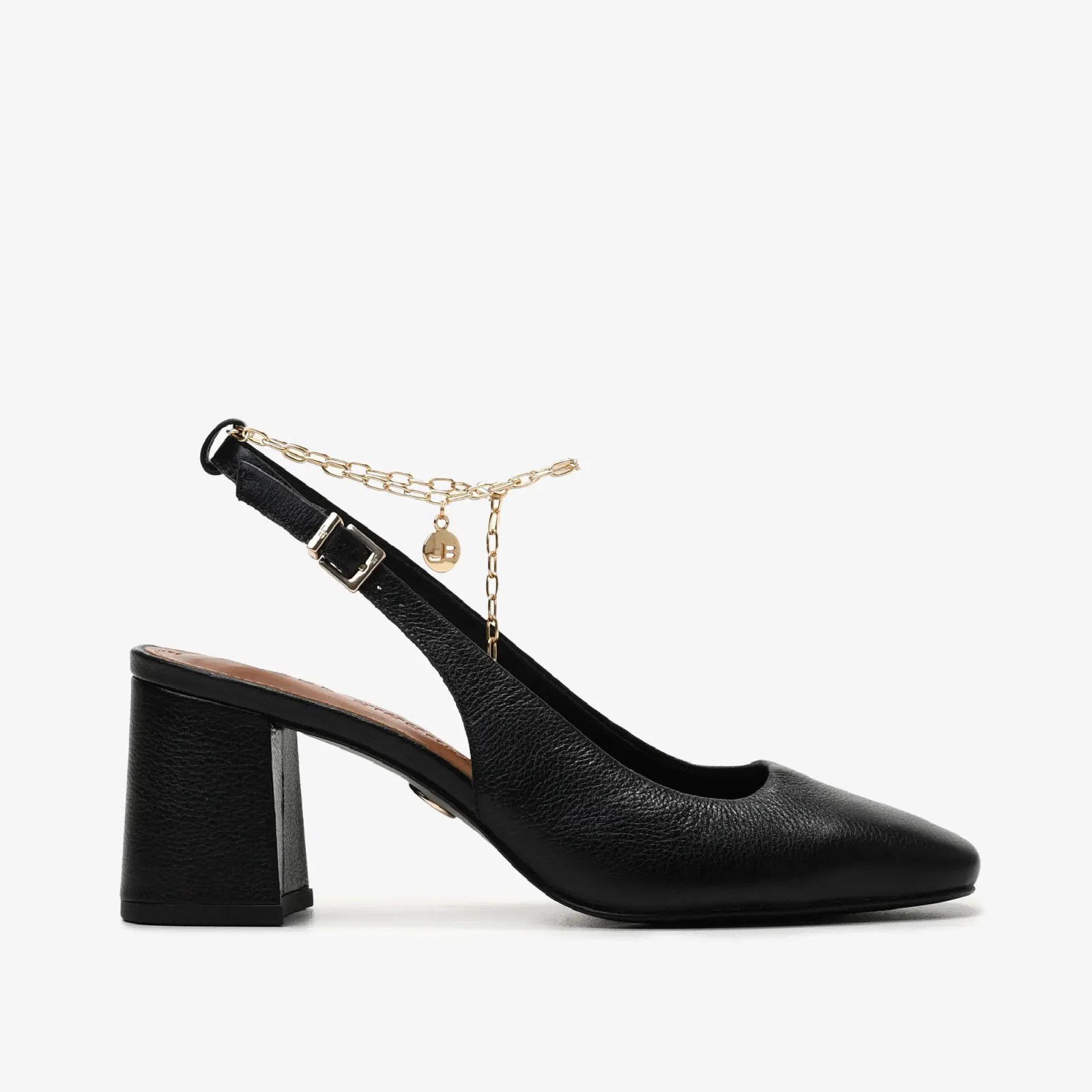 Slingback Preto Couro