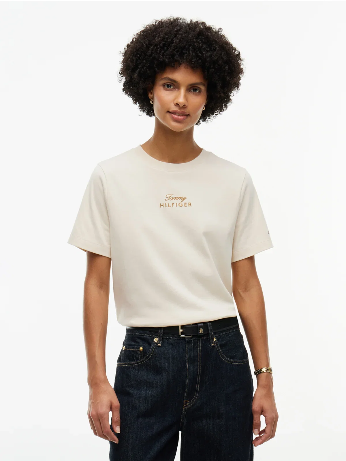 Camiseta Gola C com Bordado de Logo — imagem 1