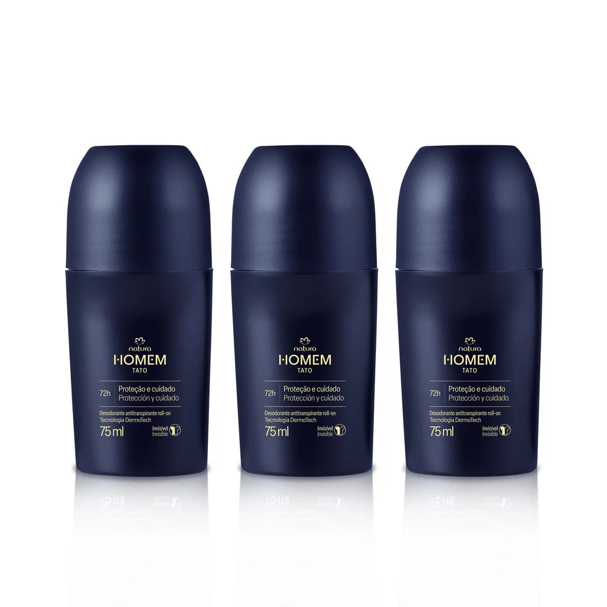 Kit Desodorante Antitranspirante Roll-On Natura Homem Tato (3 unidades)