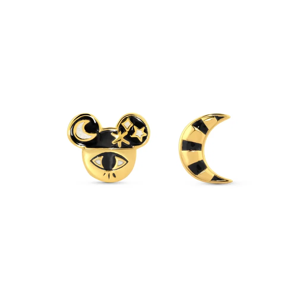 Brinco Life Lua e Mickey Disney Banhado Ouro Amarelo Esmaltado — imagem 1