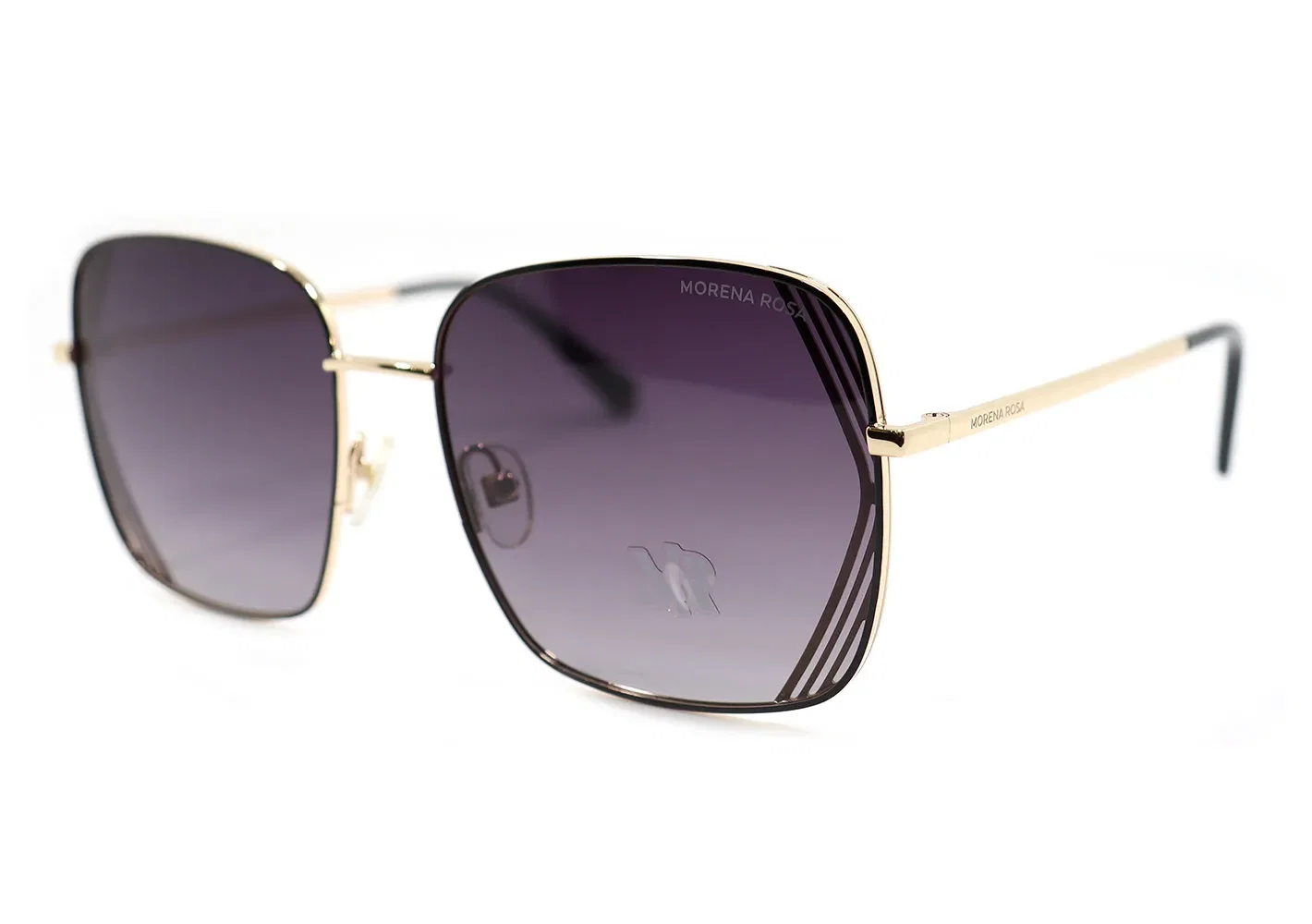 Óculos Morena Rosa Quadrado Detalhe Lente Dourado