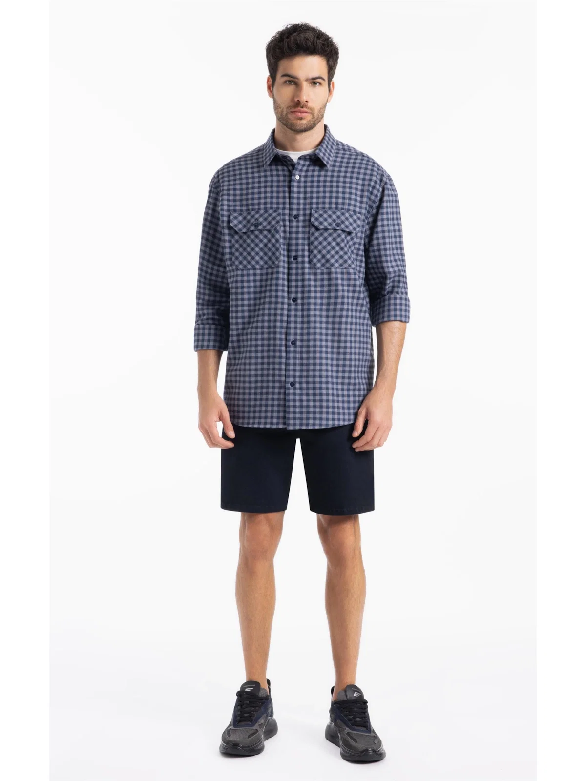 Camisa Xadrez Wool Touch Hunter Loose Xangai Grafite — imagem 1