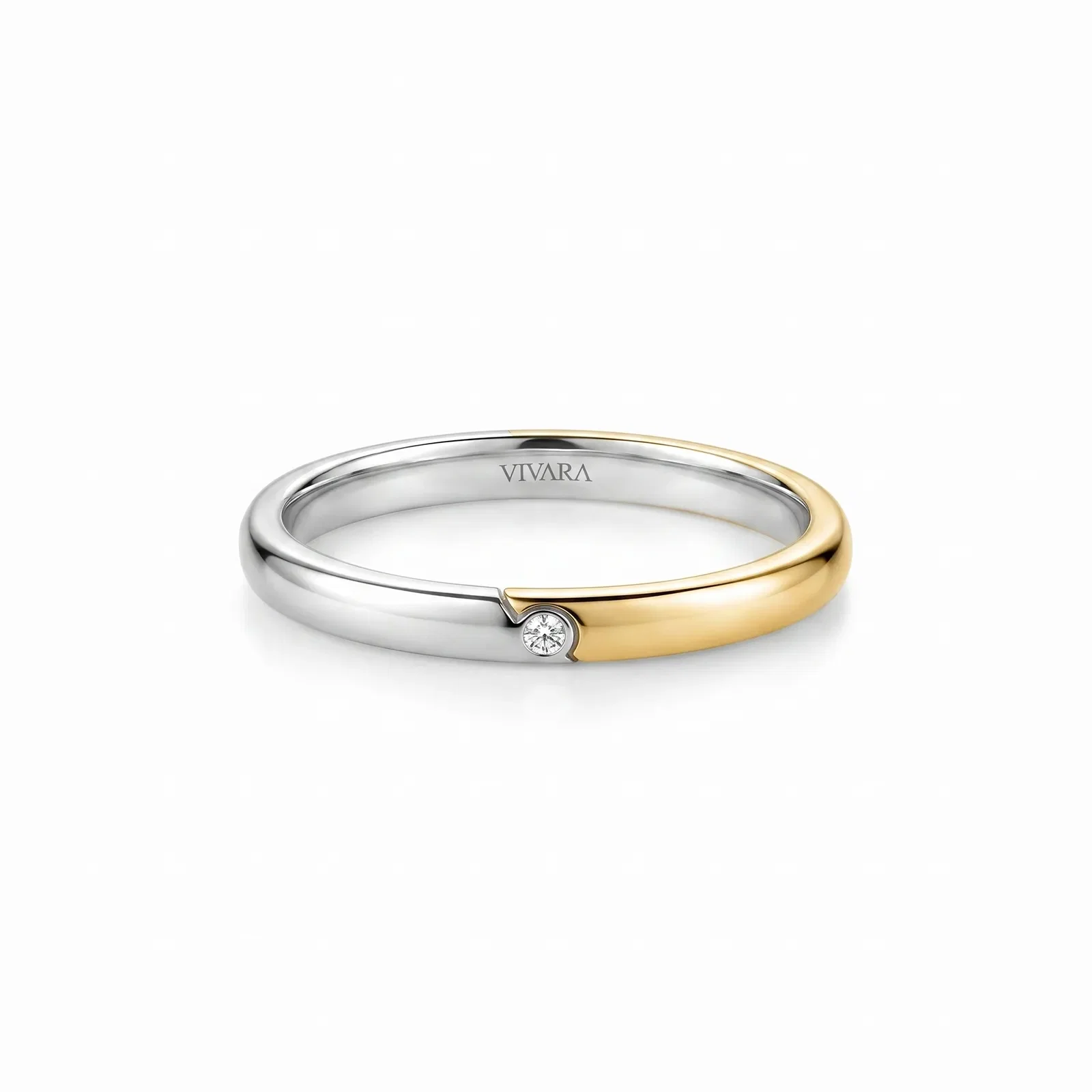 Anel Especial Date em Prata 925 e Ouro Amarelo 18k com Diamante 0,05ct, 2mm