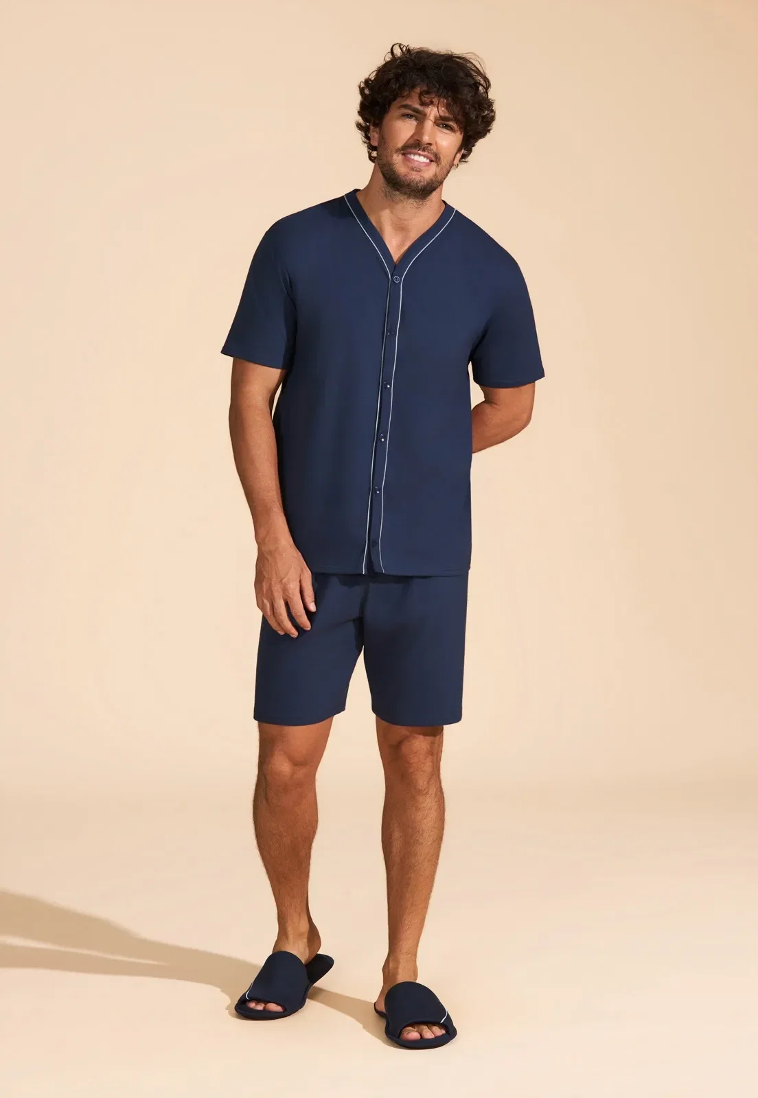 Pijama Aberto de Algodão Com Elastano Recco