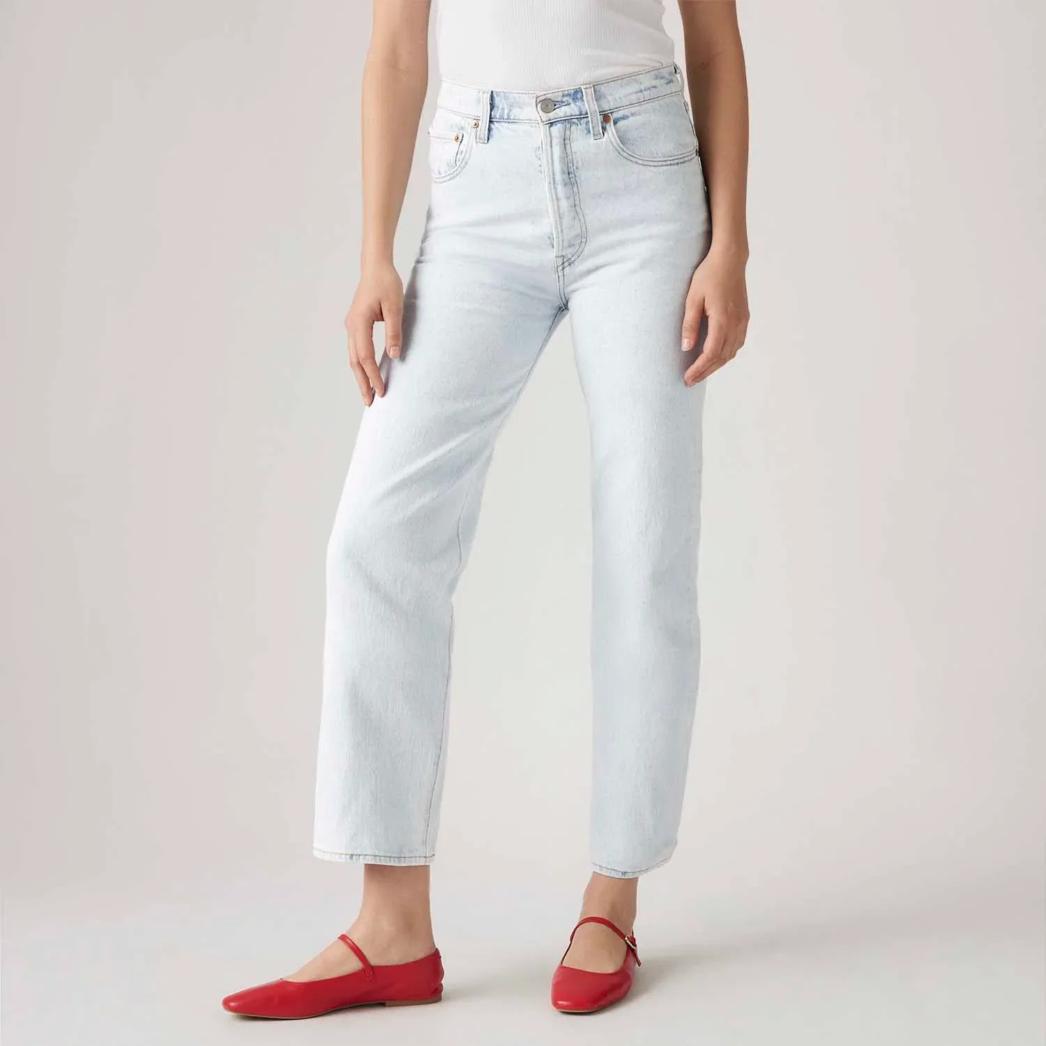 Calça Jeans Levi's® Ribcage Straight Ankle Lavagem Clara — imagem 1