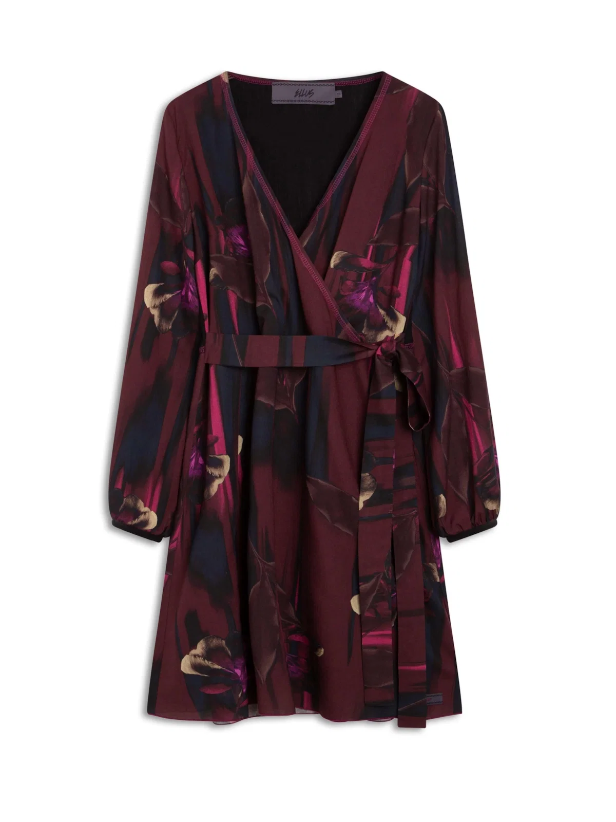 Vestido Incandescente Overlap Contrast Dark Wine
