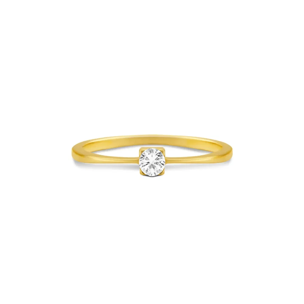 Anel Solitário Forever em Ouro Amarelo 18k com 0,16ct de Diamante