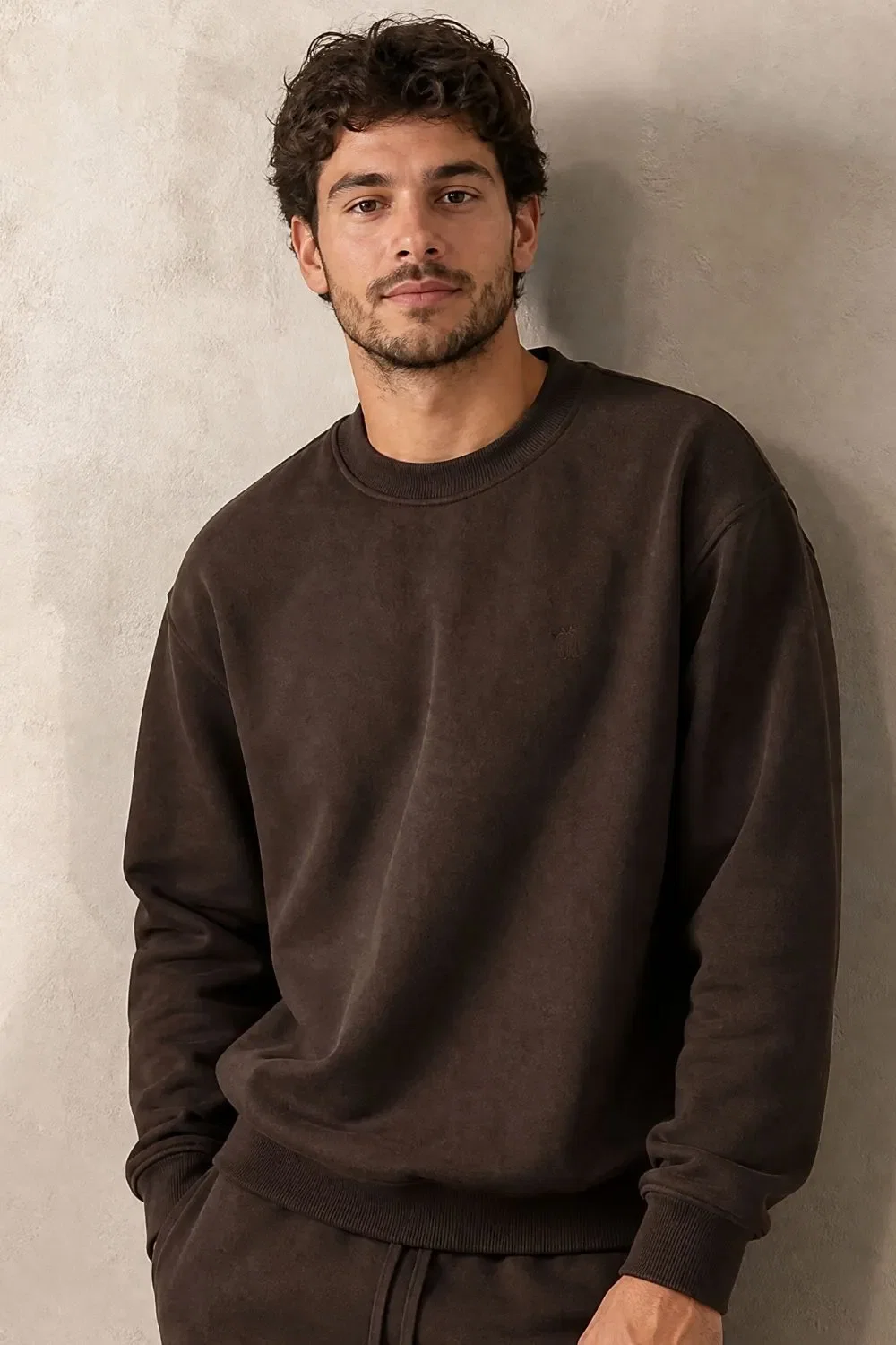 Blusa Moletom Confortável Gola Careca Polo Wear Marrom