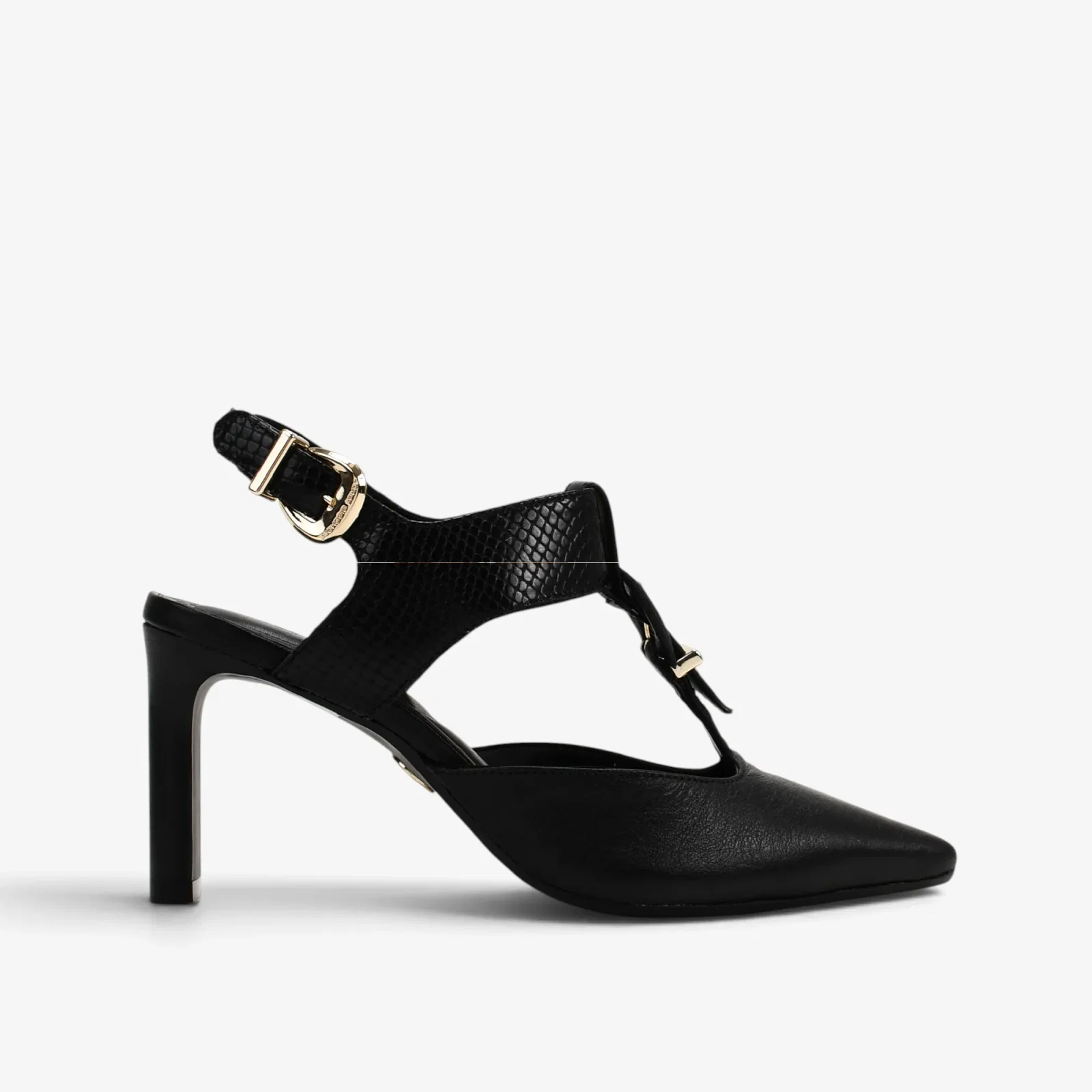 Slingback Preto Couro