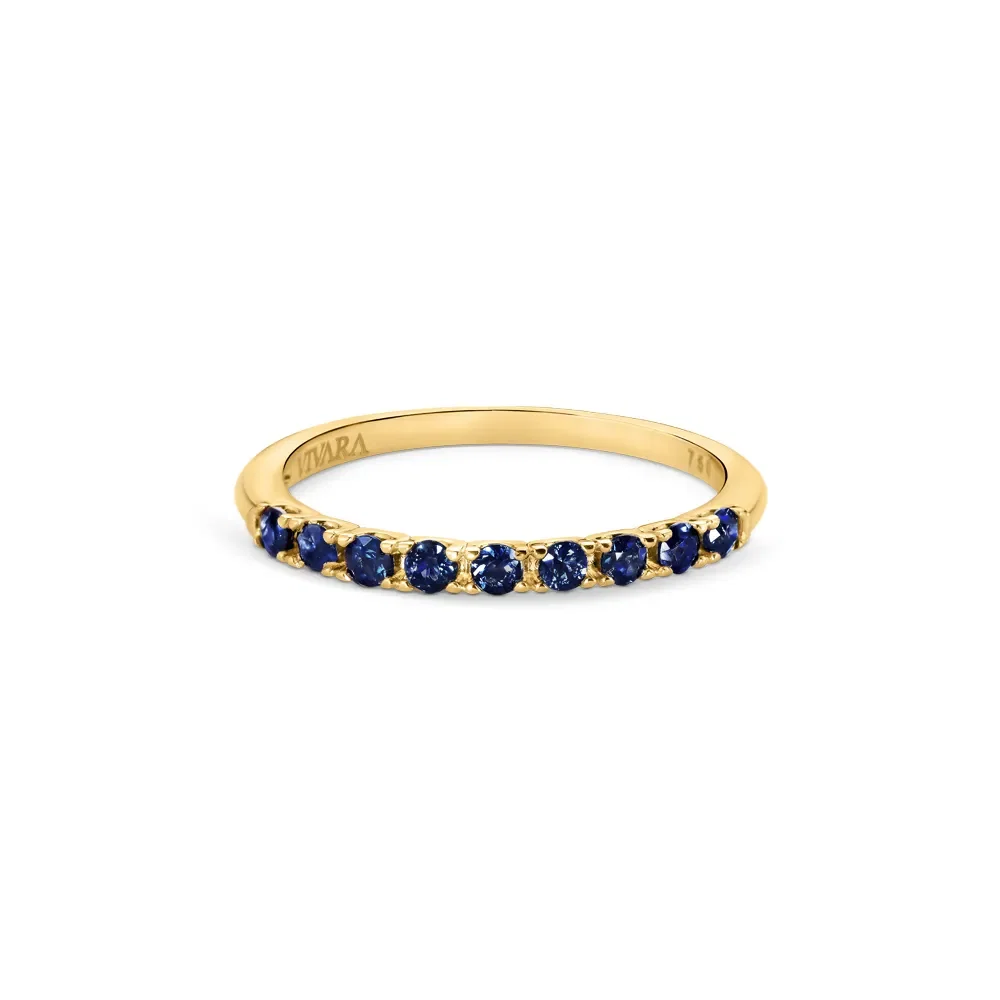 Meia Aliança Oriental em Ouro Amarelo 18k com Safiras — imagem 1