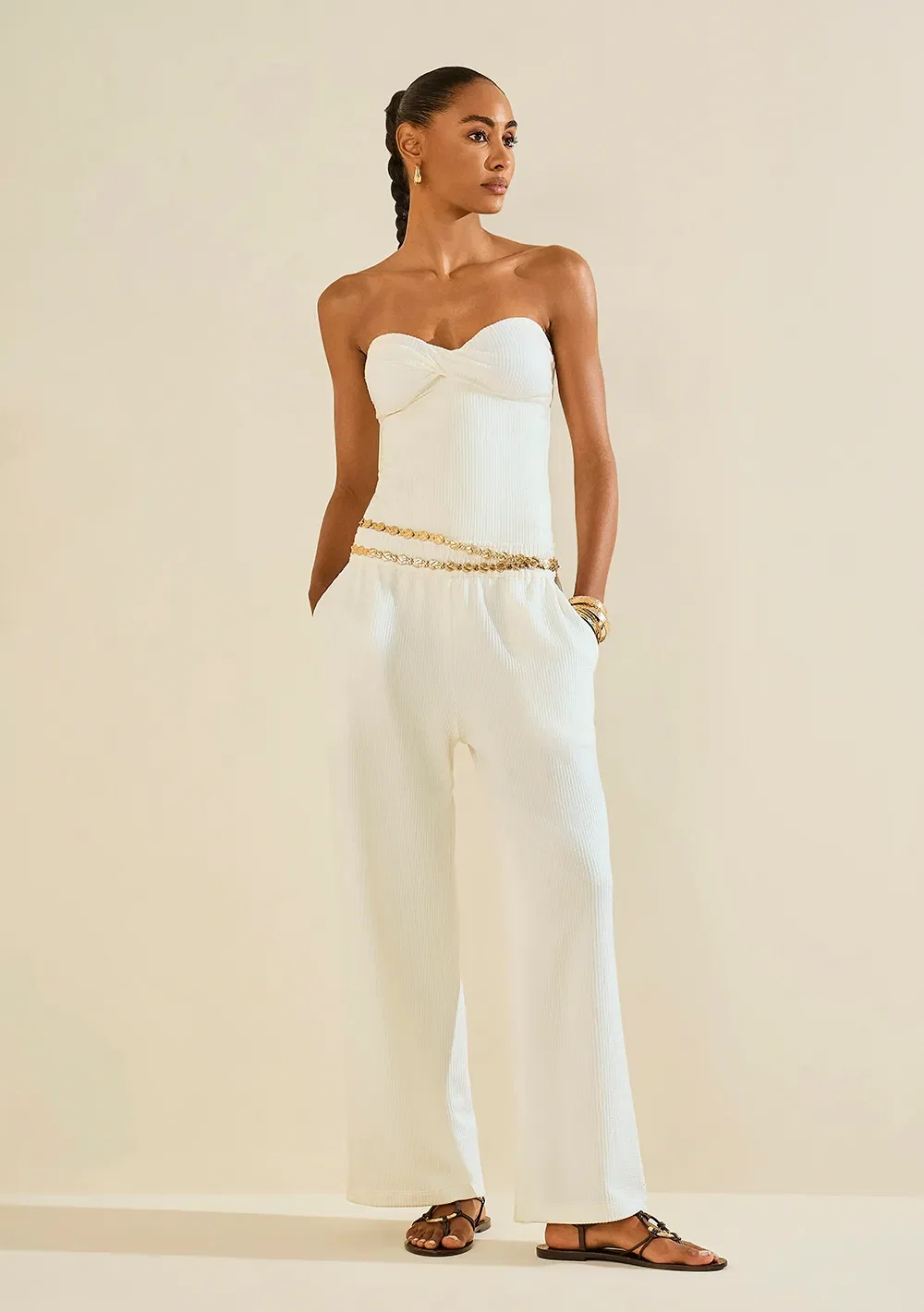 Calça Reta Alvéolo Branco