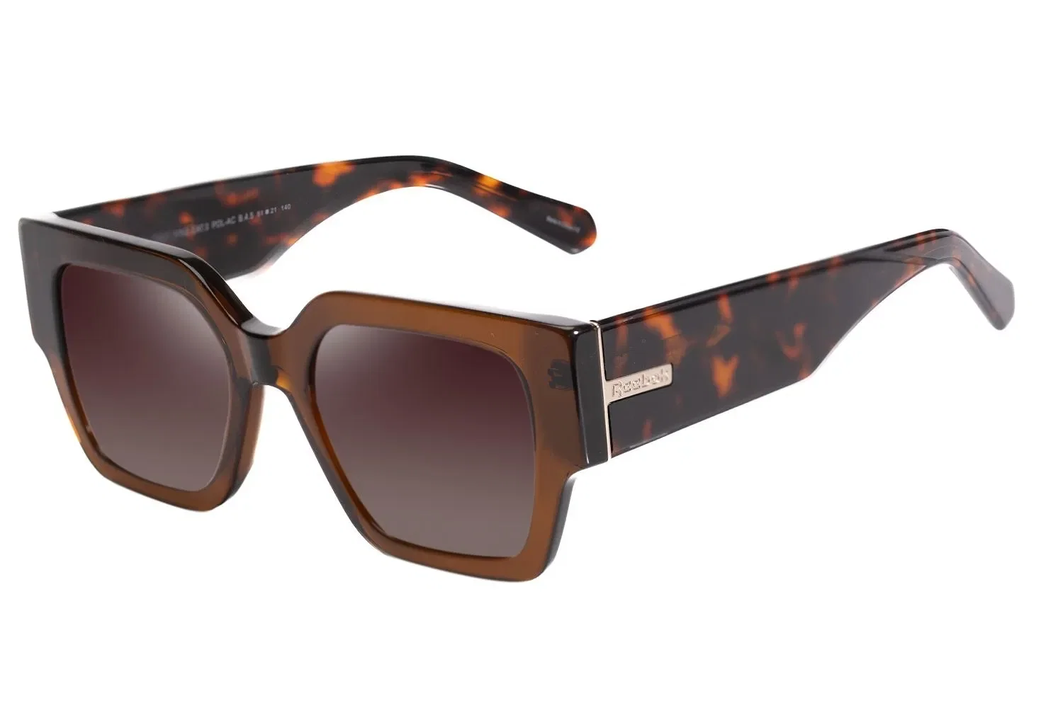 Óculos de Sol Feminino Reebok Quadrado Casual Polarizado Marrom — imagem 1