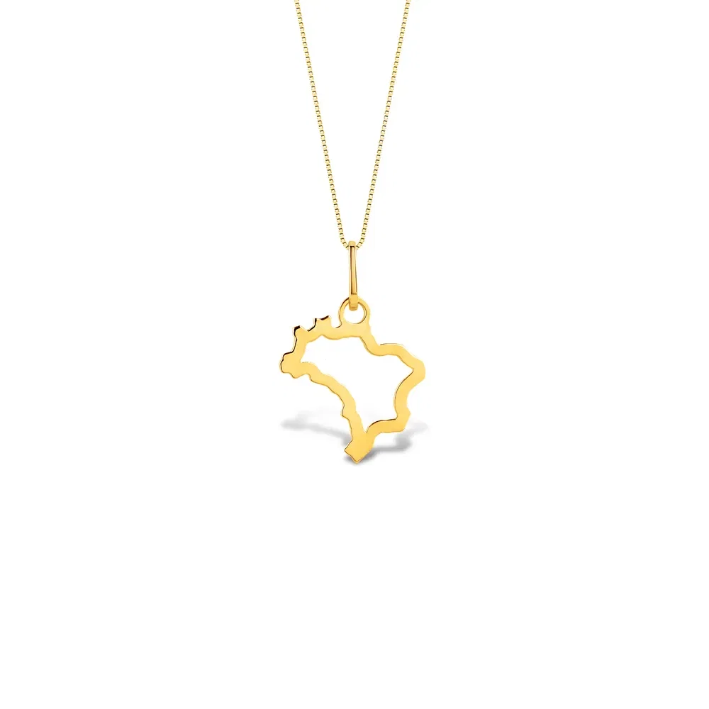 Pingente Mapa do Brasil em Ouro Amarelo 18k, 14mm — imagem 1