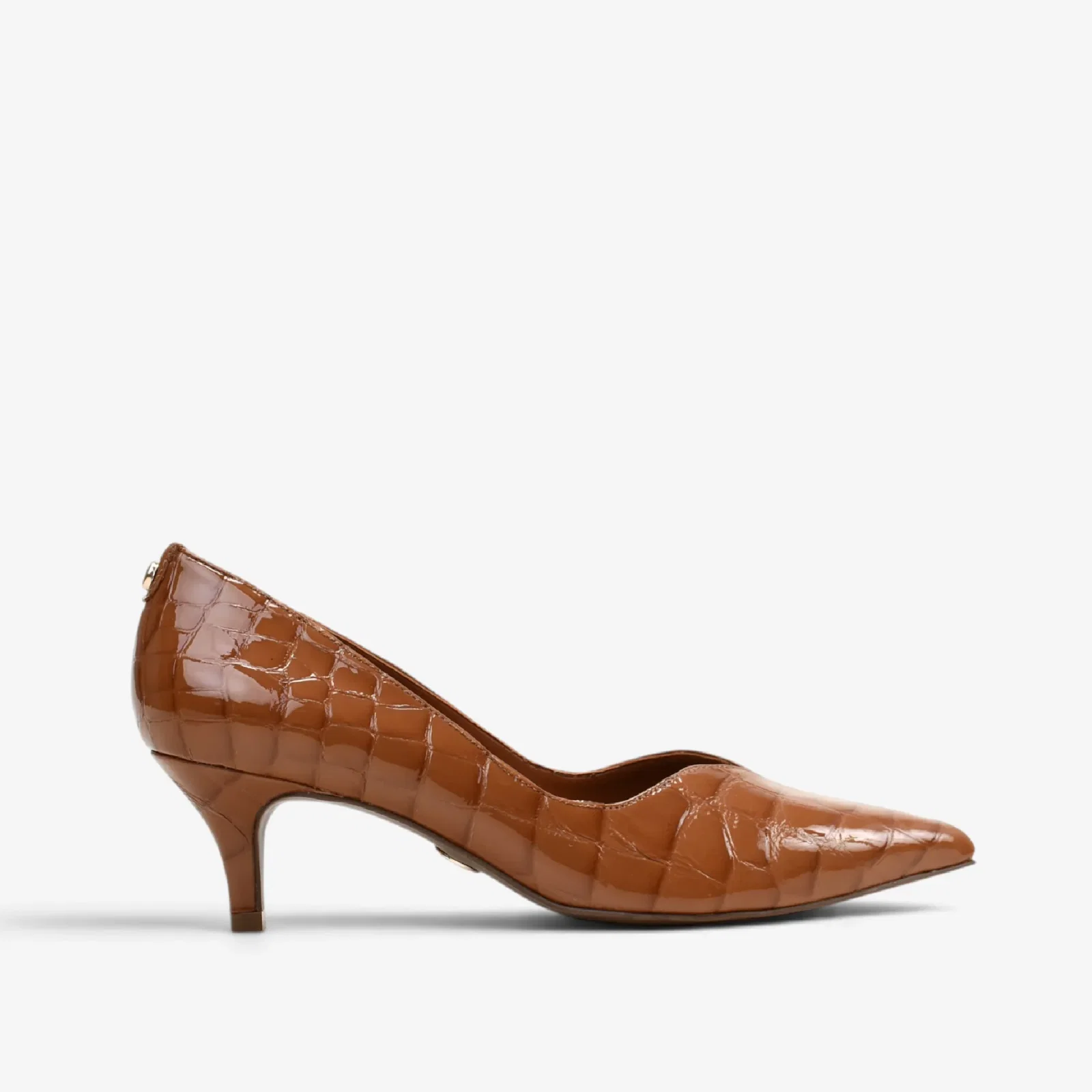 Scarpin Caramelo Mascavo Couro Croco