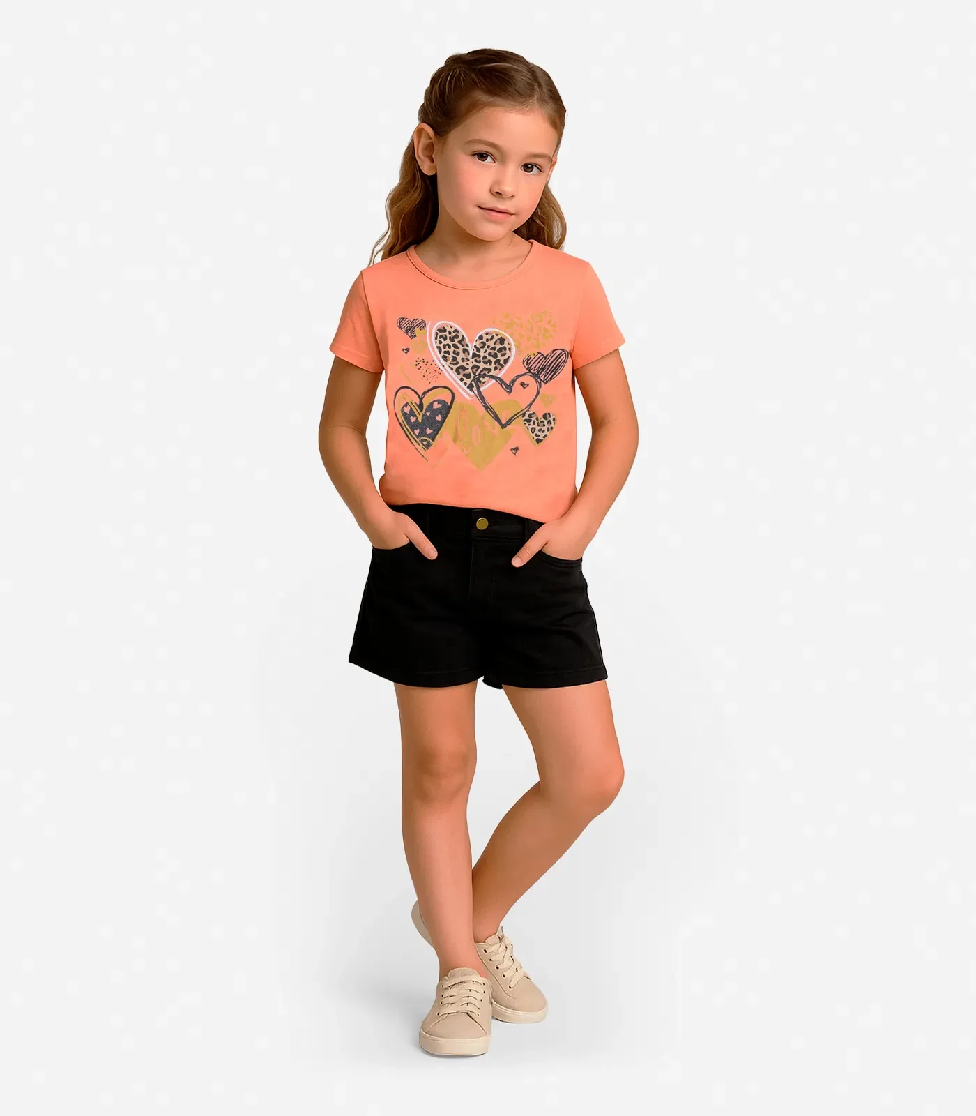 Conjunto Infantil Blusa Com Shorts Rovi Kids Rosa — imagem 1