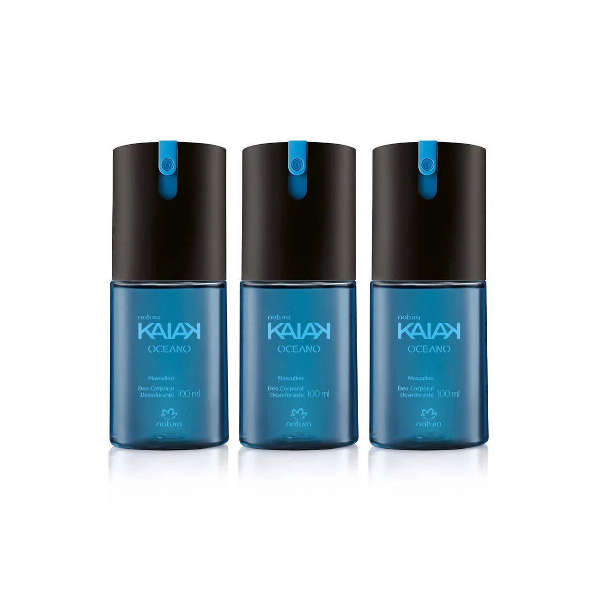 Kit Kaiak Oceano Desodorante Corporal Masculino 3 unidades de 100 ml