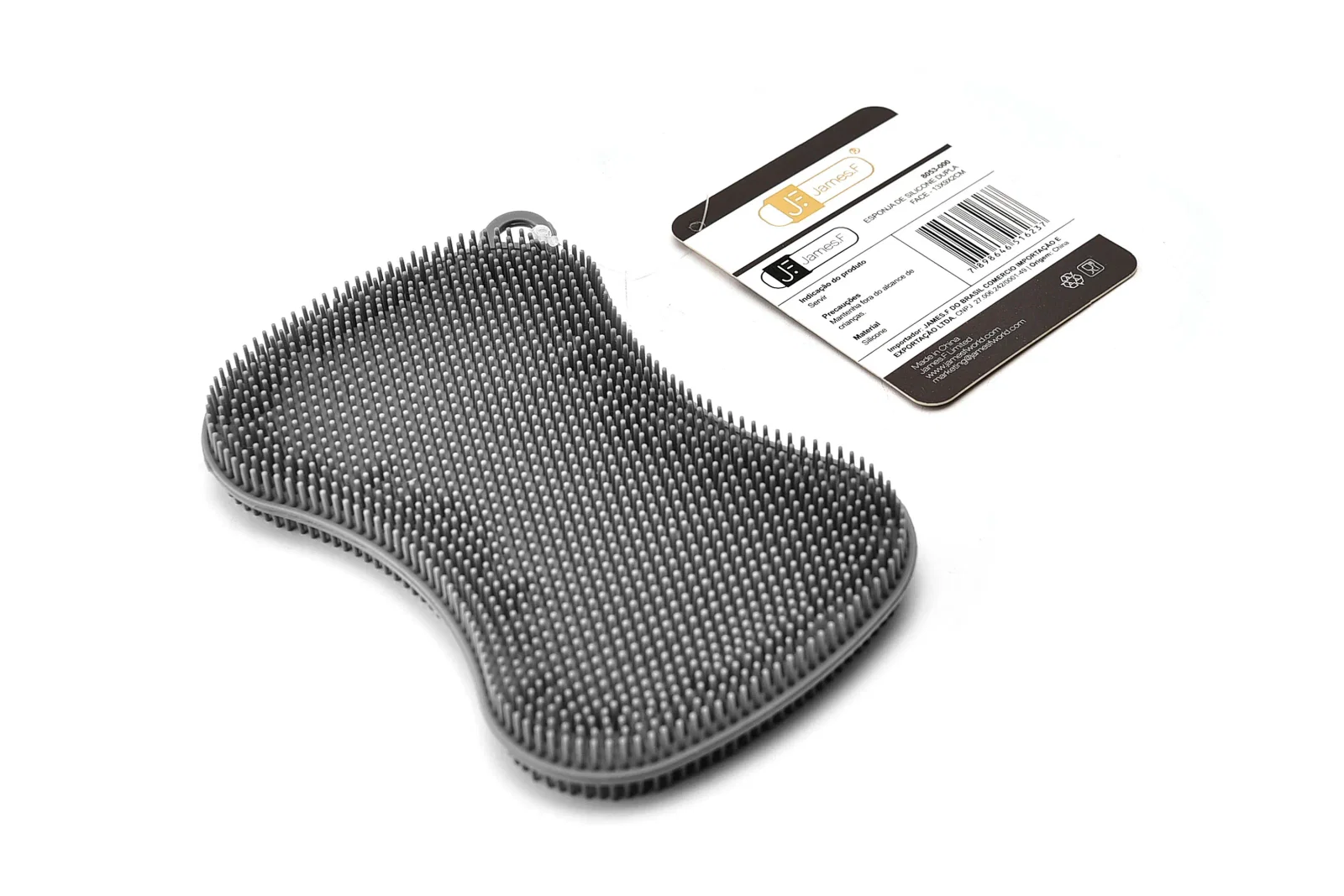 Esponja de Silicone Dupla Face Cinza 13cm