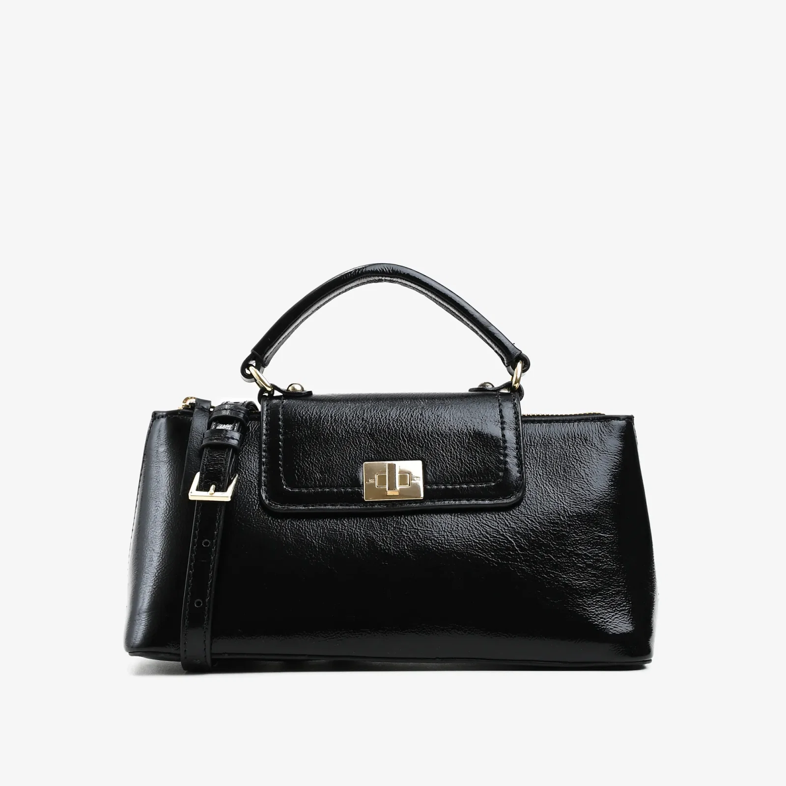 Bolsa Satchel Preto Couro