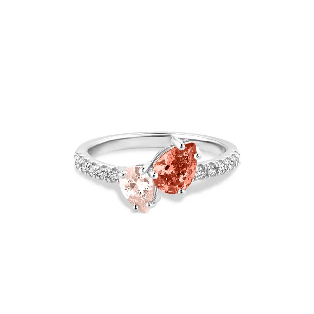 Anel Life Sun em Prata 925 com Pedras Rosadas e Incolores — imagem 1