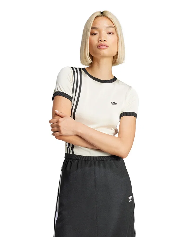 Camiseta Adidas Knitted 3 Listras Feminina