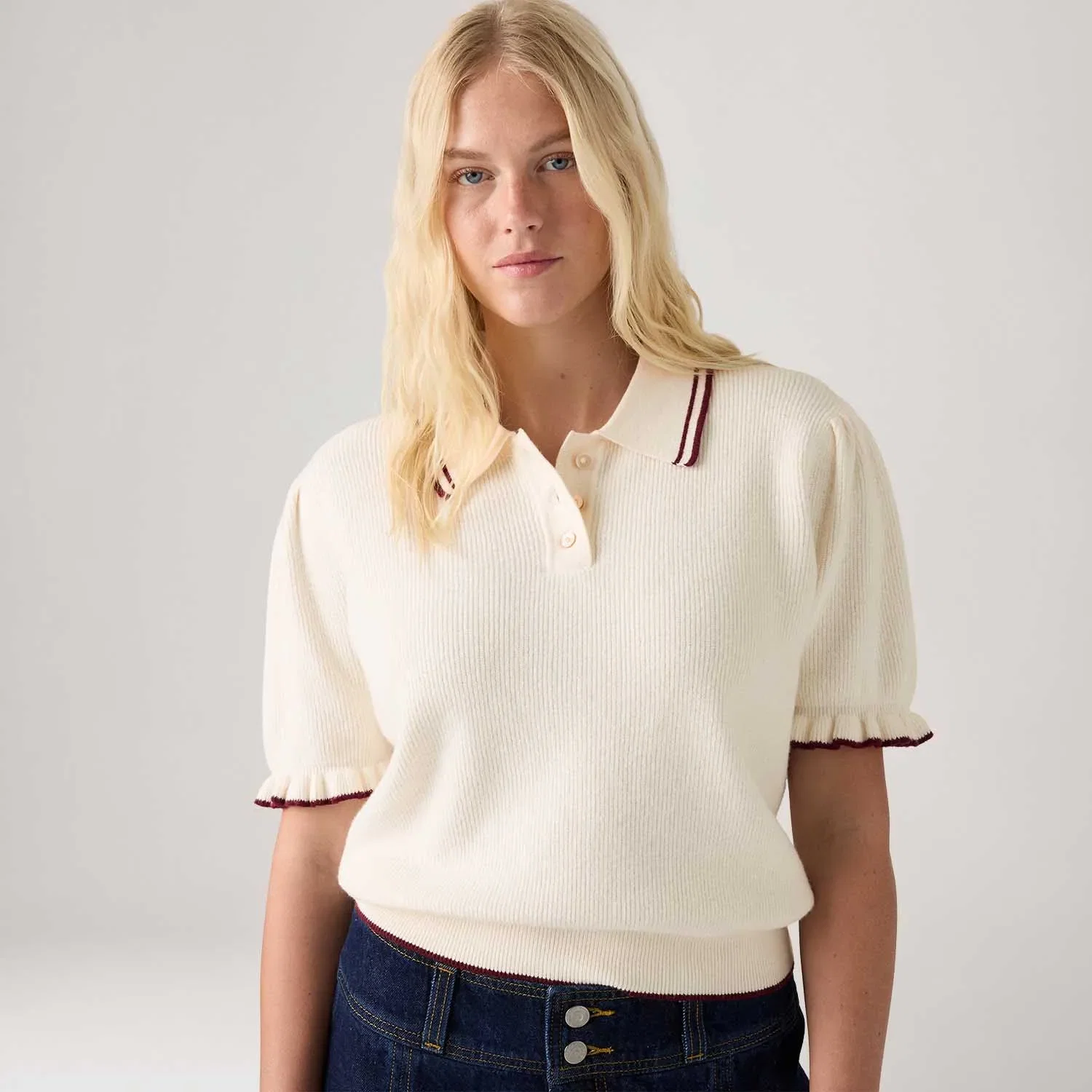 Polo Levi's® Super Soft Summer Off White Manga Curta