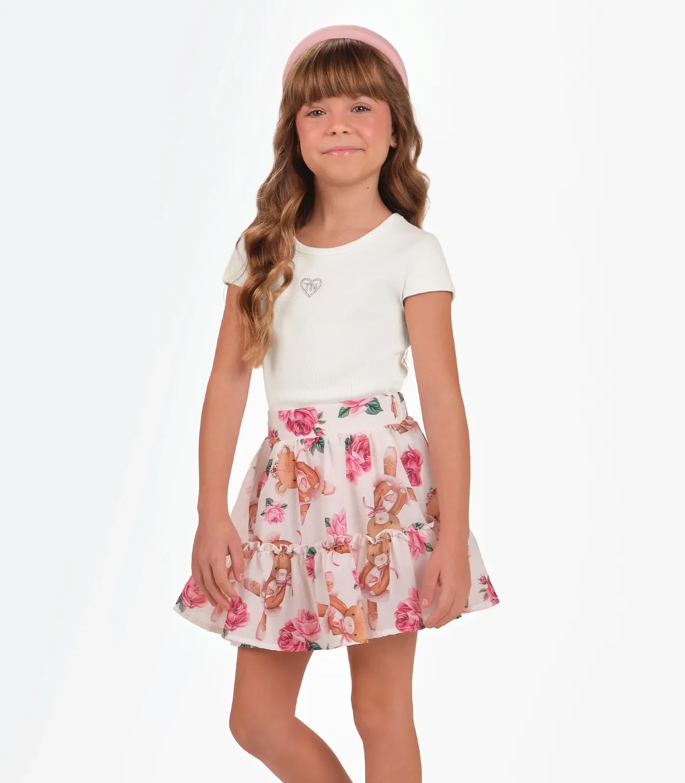 Conjunto Blusa com Saia Menina Trick Nick Bege