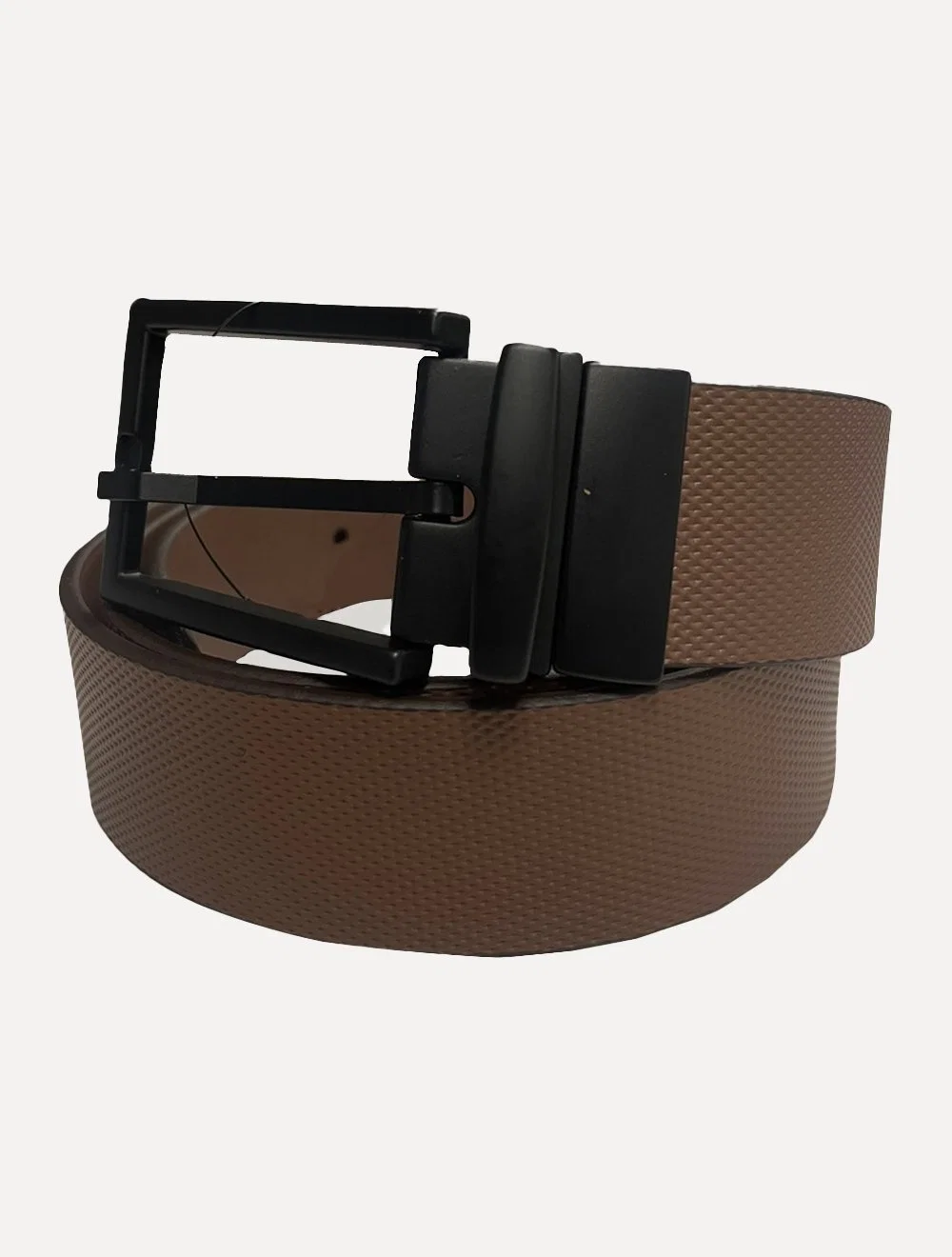 Cinto Reserva Masculino Couro Dupla Face Texture Rajado Marrom — imagem 1