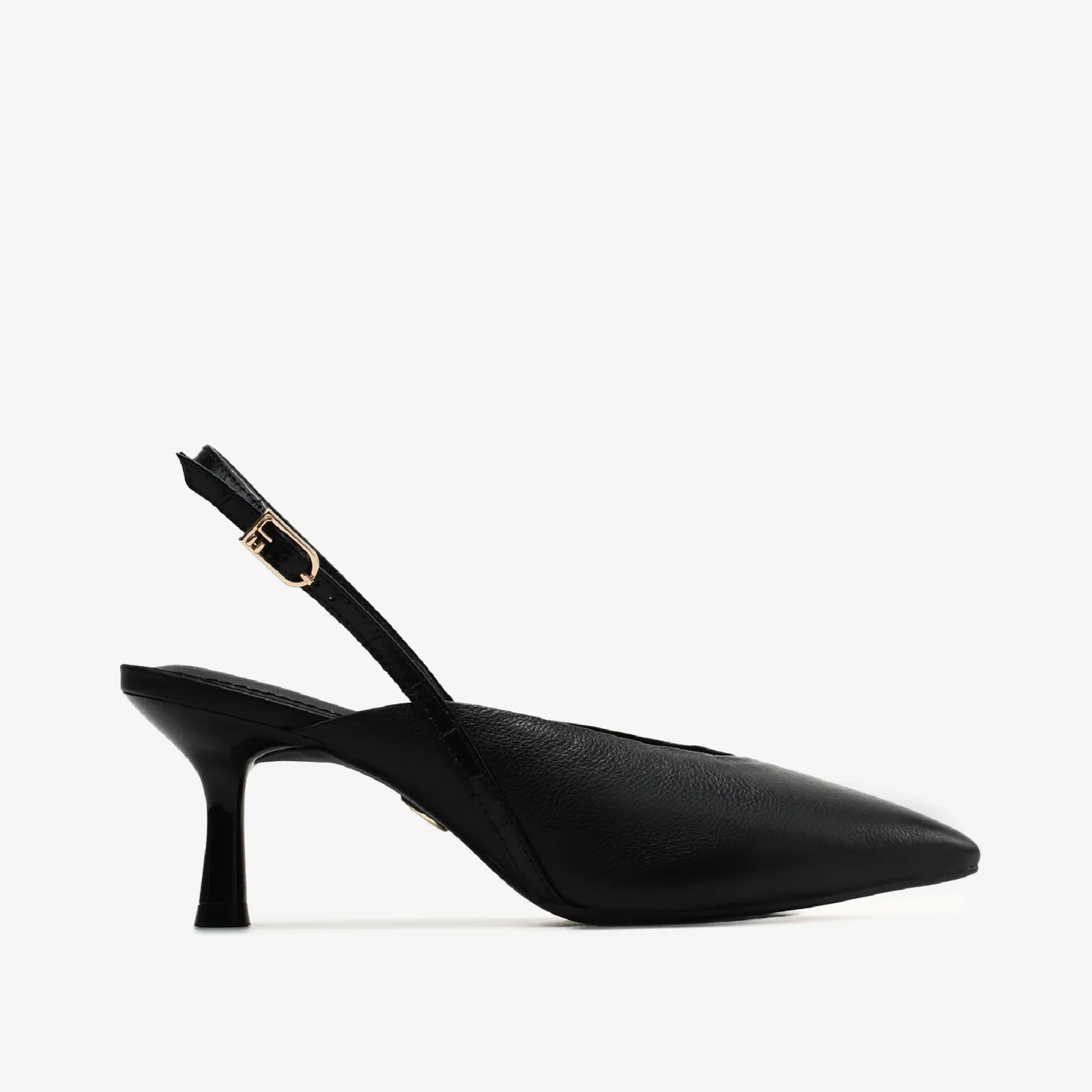 Slingback Preto Couro