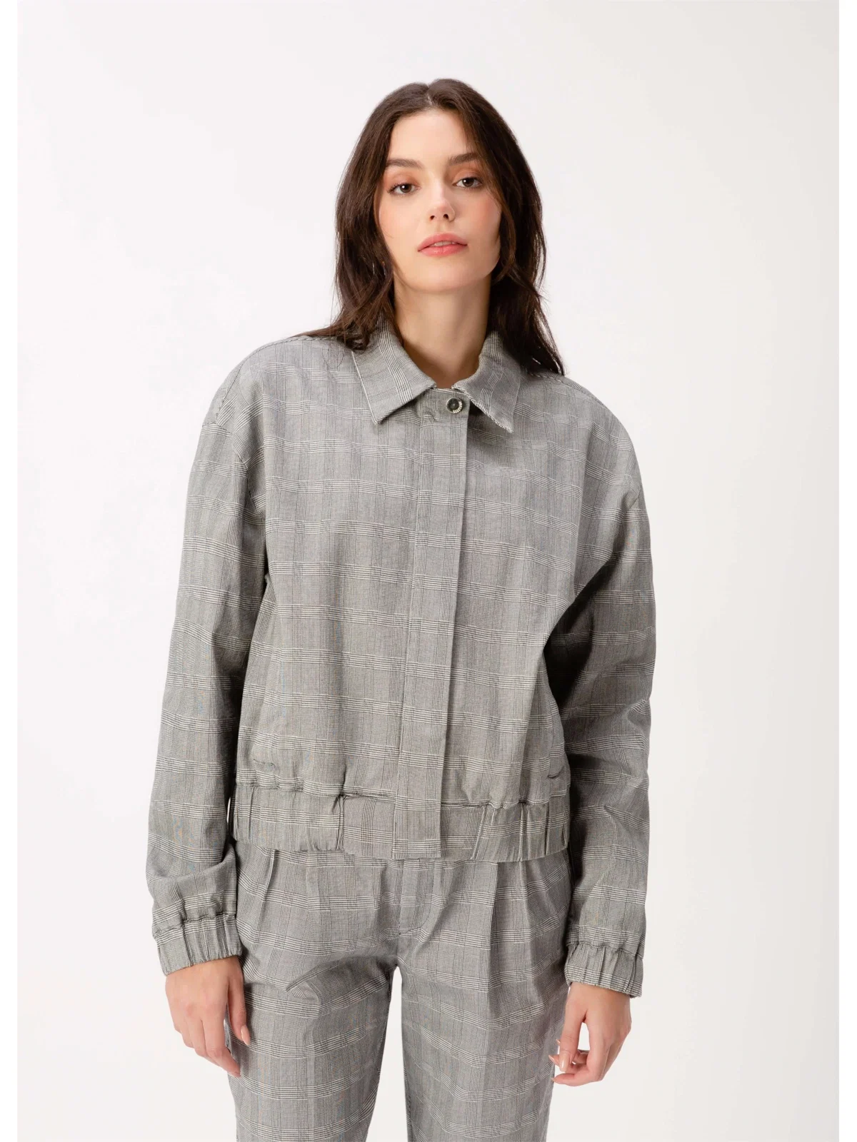 Jaqueta Plaid Bomber Grafite