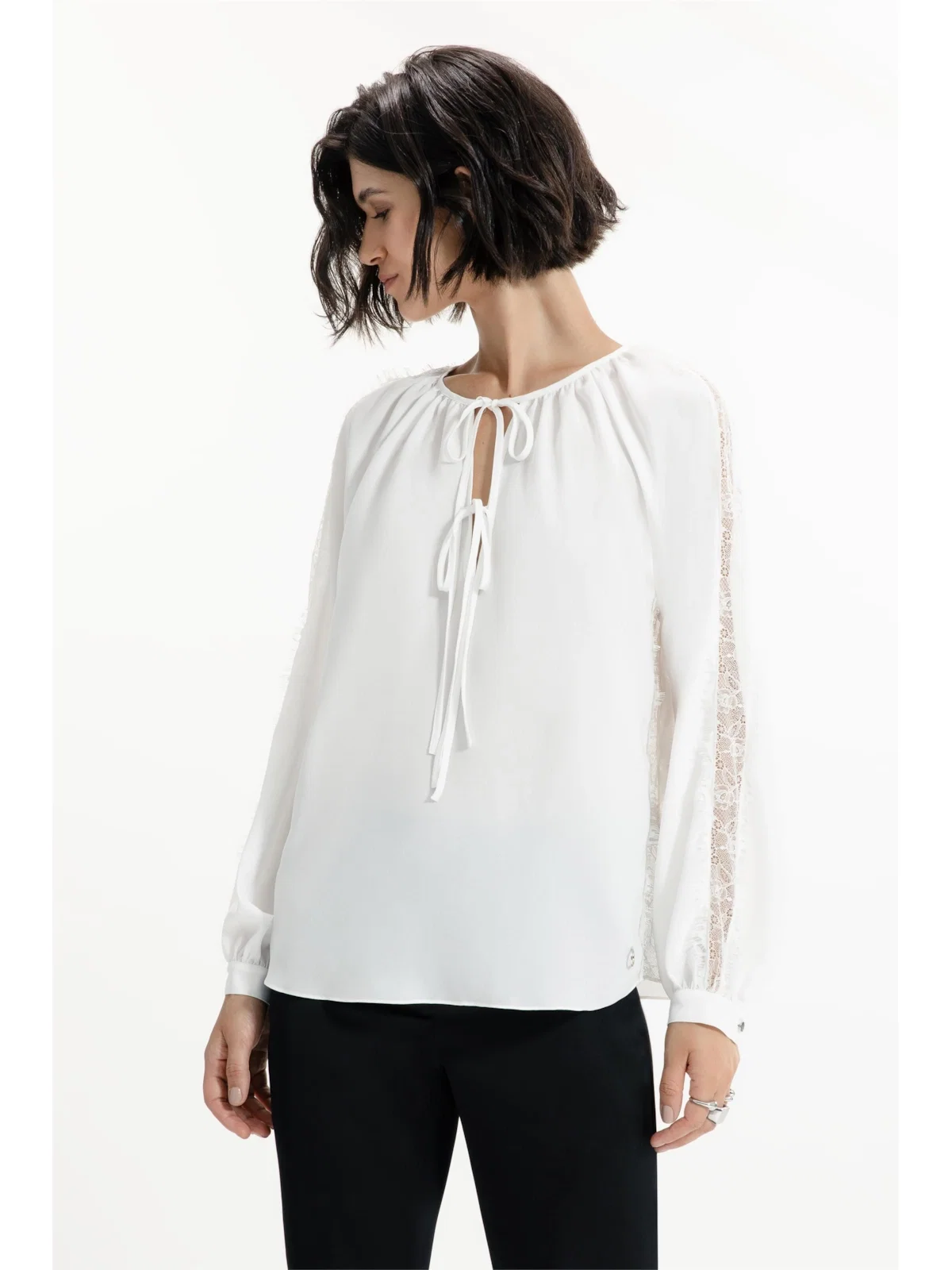 Camisa Segal Bata Lace Off White