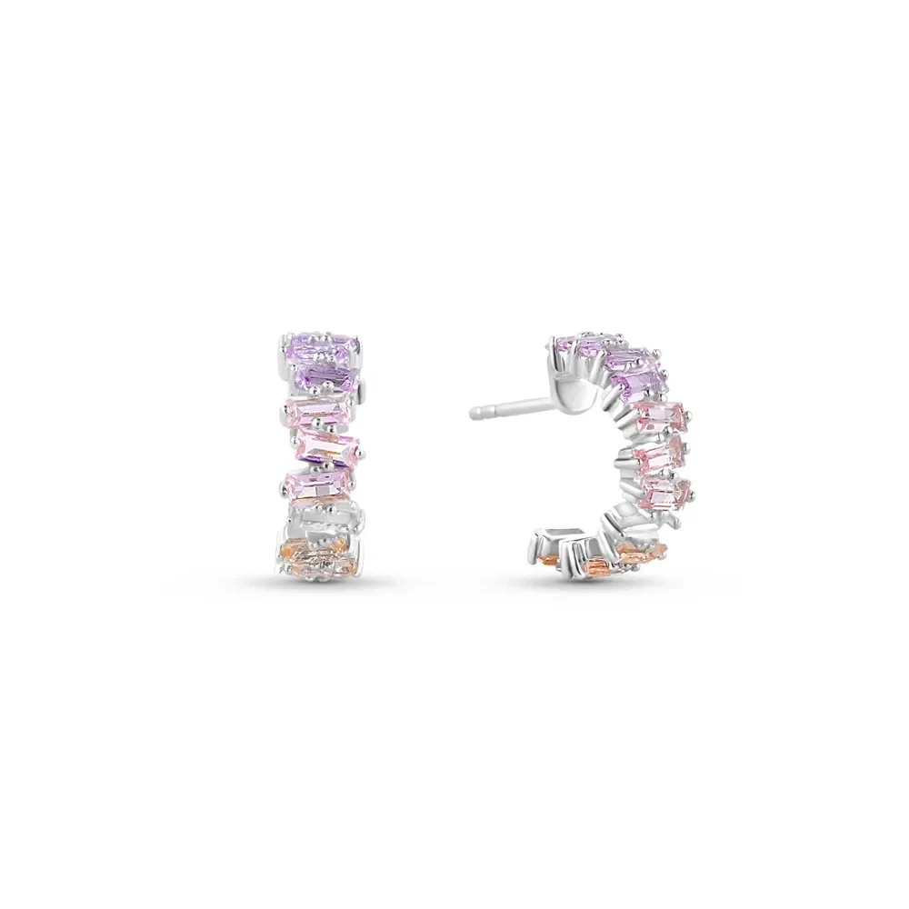 Argola Life Aurora em Prata 925 com Pedras Coloridas, 15,5mm