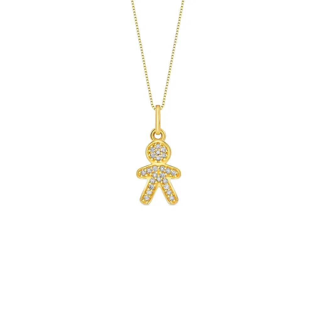 Pingente Menino em Ouro Amarelo 18k com Diamantes, 18mm — imagem 1