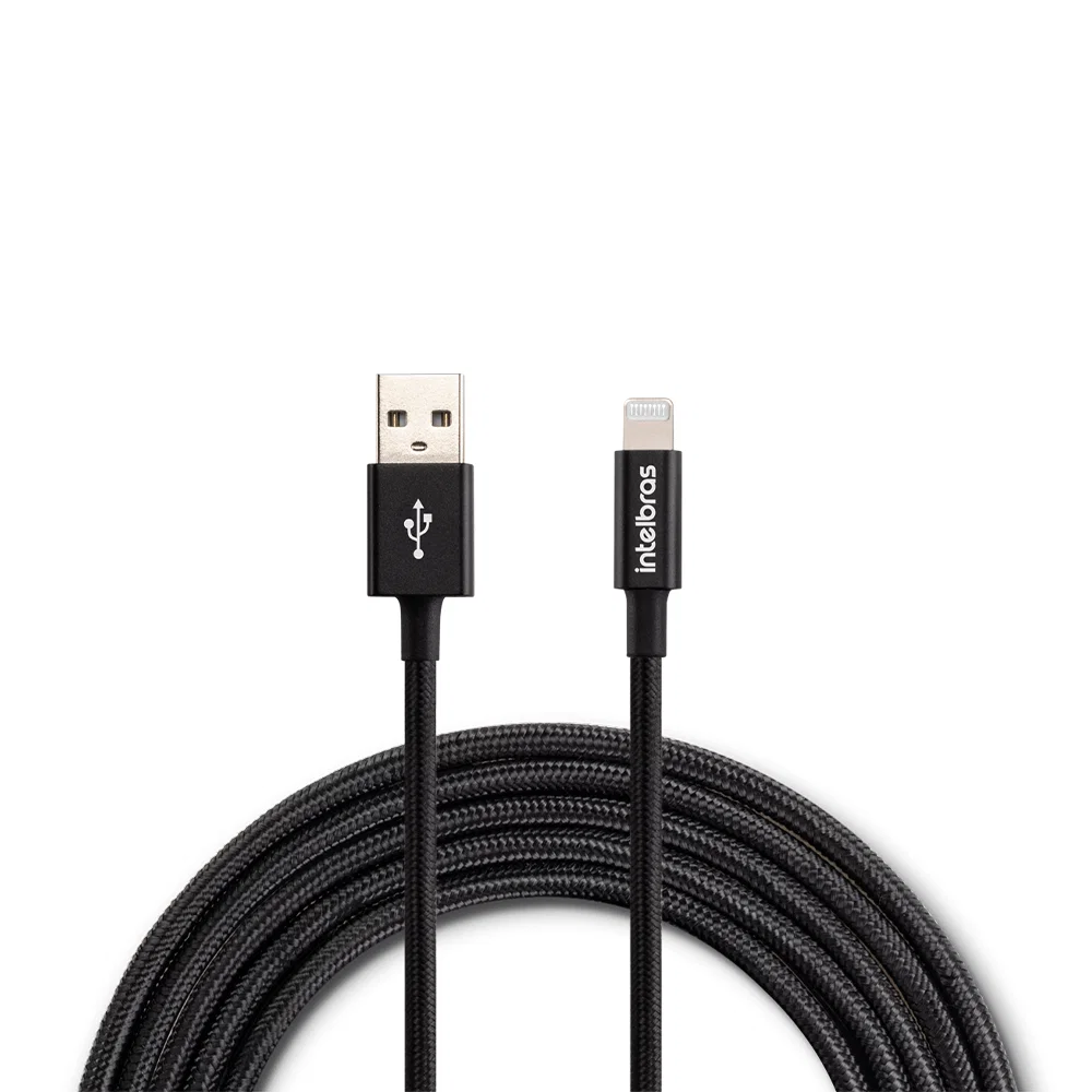 Cabo USB Lightning 1,5m Nylon Preto Intelbras EUAL 15NP