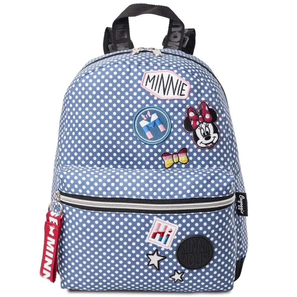Mochila Escolar Feminina Minnie Patches Azul