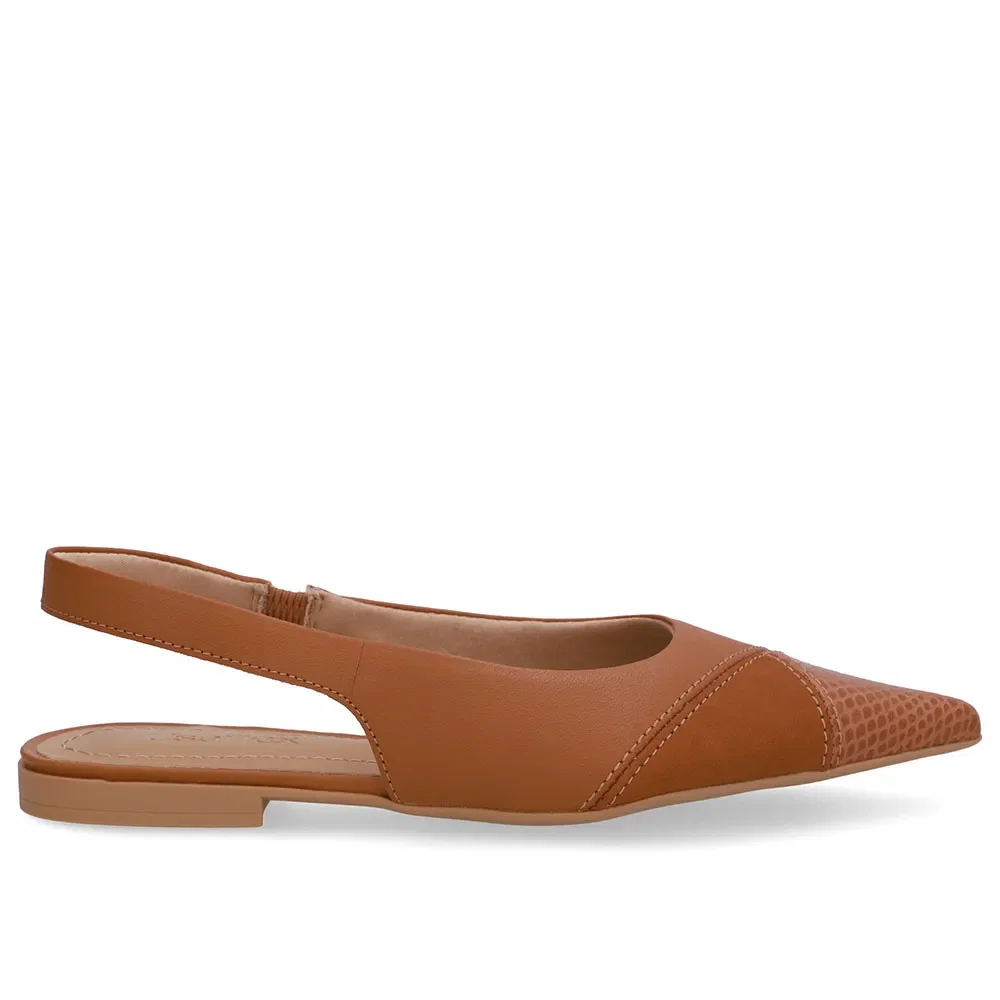 Slingback Marrom Bico Fino Couro — imagem 1