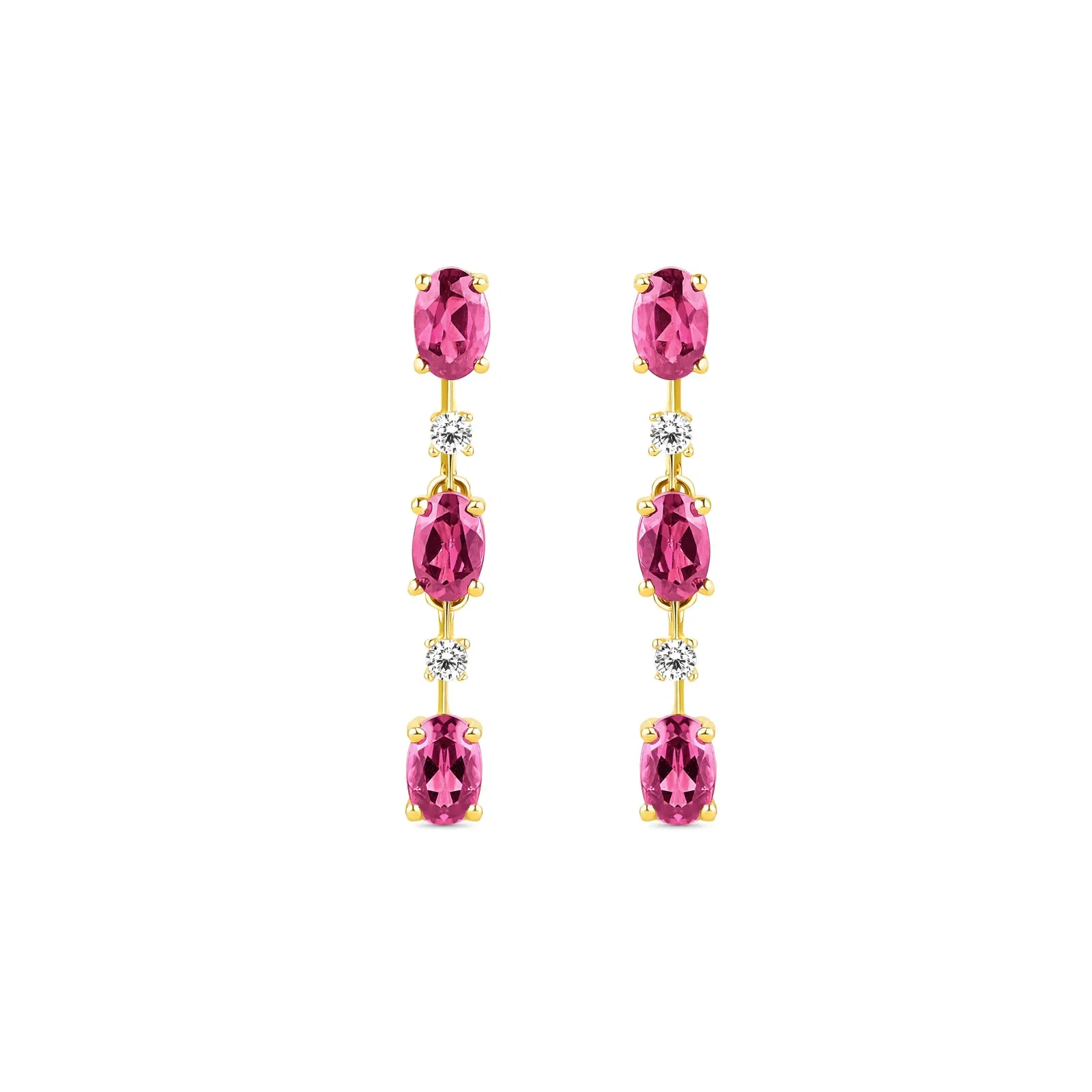 Brinco Duquesa em Ouro Amarelo 18k com Rodolitas e Diamantes 0,18 ct — imagem 1