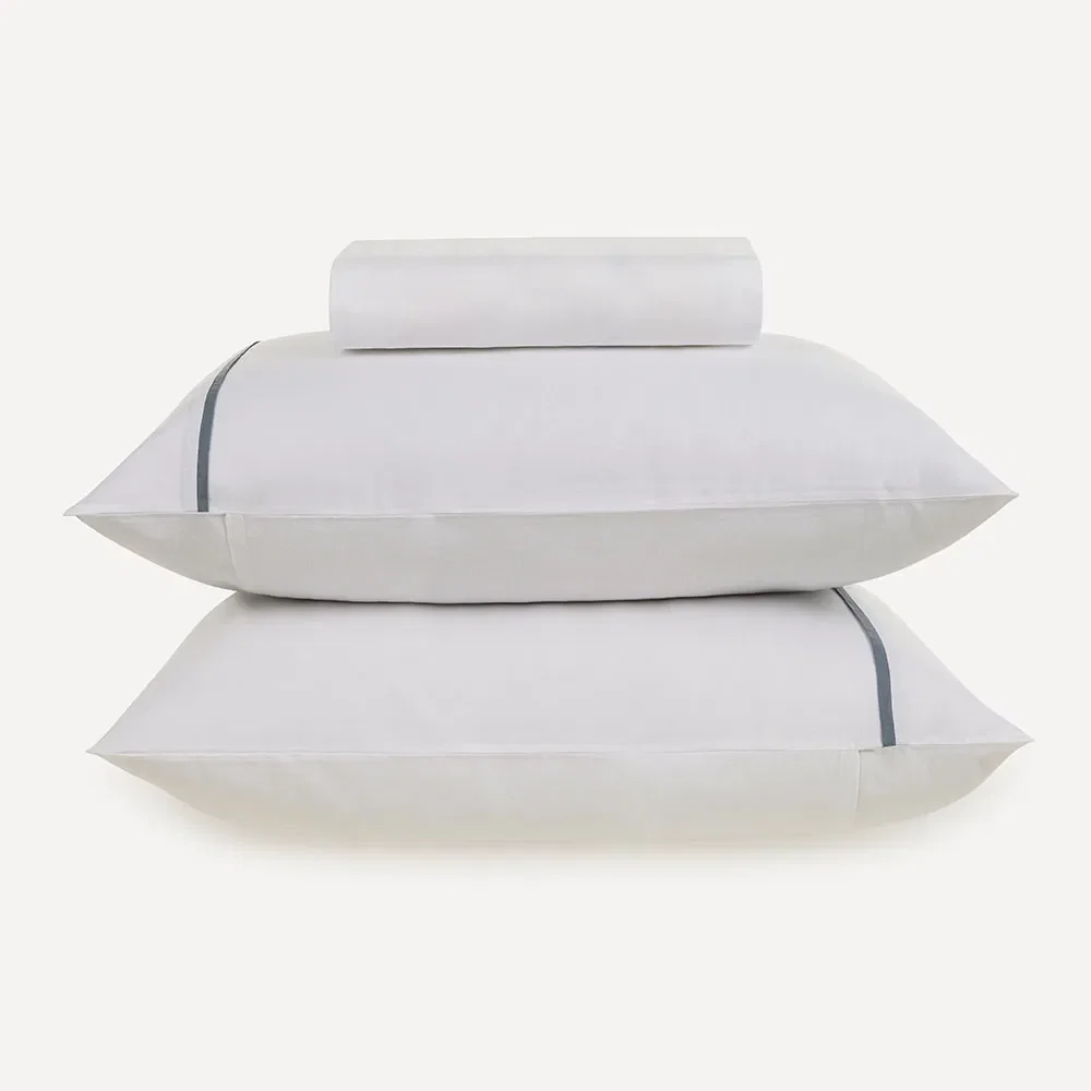 Jogo de Cama 100% Algodão Noah Branco / Azul Porcelana