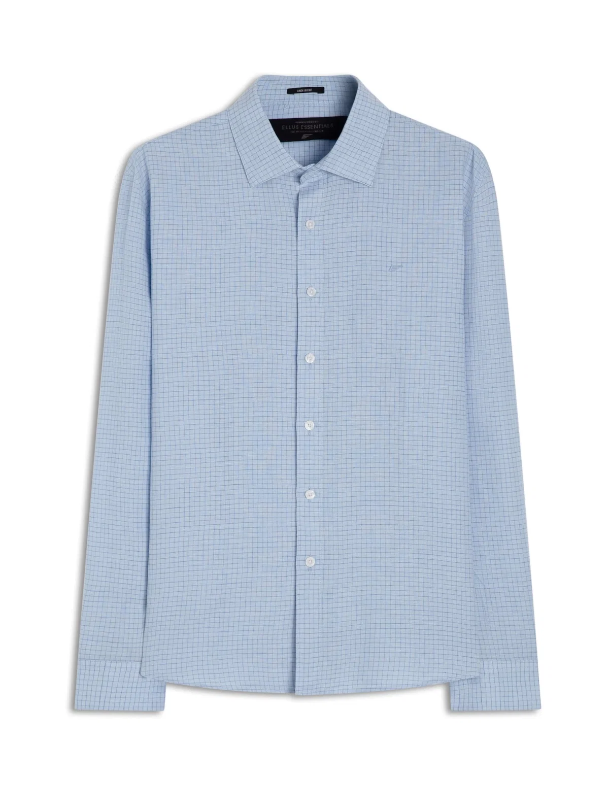 Camisa Linho Blend Seaside Plaid Italian Azul Claro — imagem 1